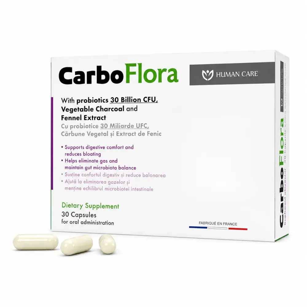 CarboFlora Anti-Gaz Microbiota Digestiva caps. N30 (3/zi) Human Care