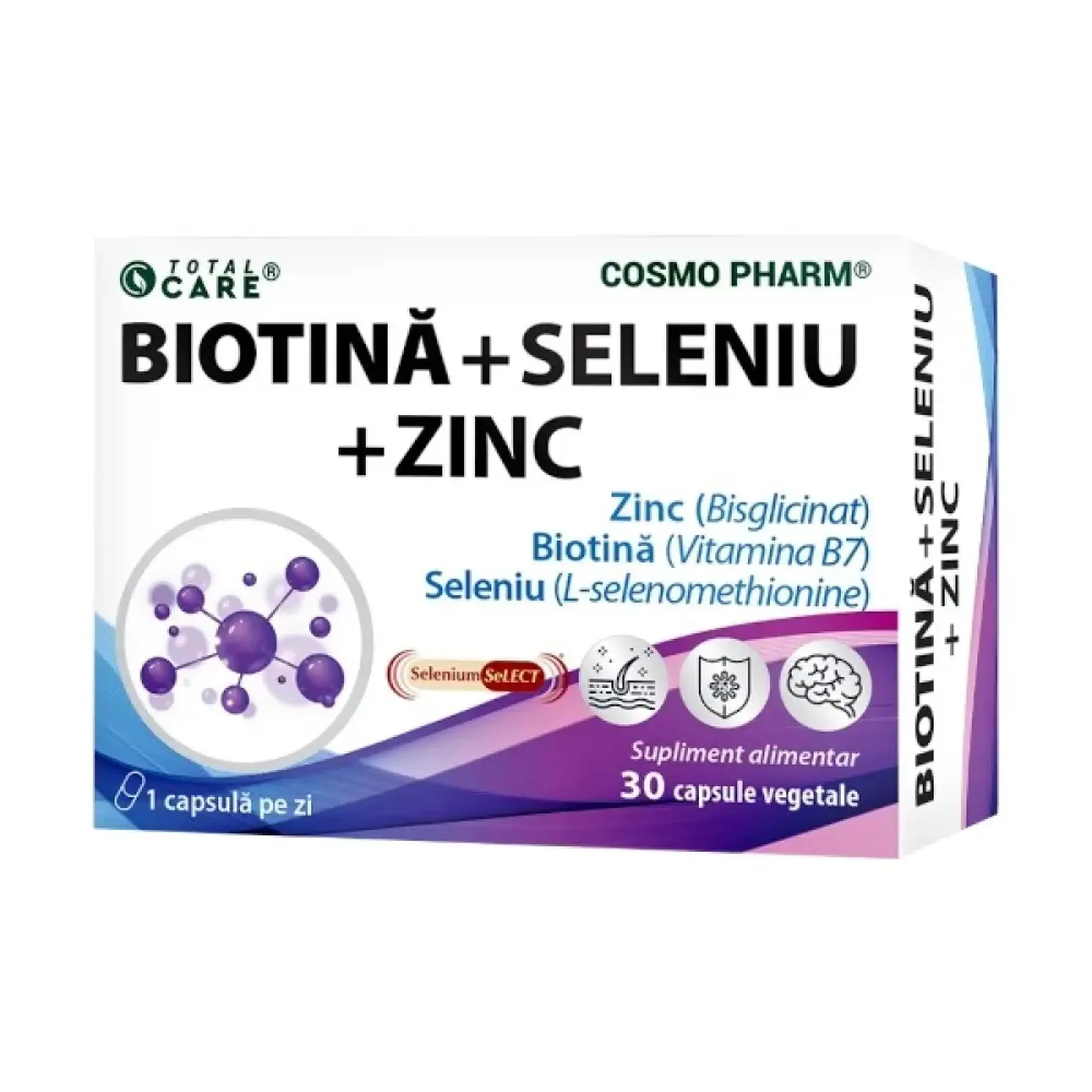 Biotina 1000mcg+Seleniu+Zinc caps. N30 Cosmo Pharm