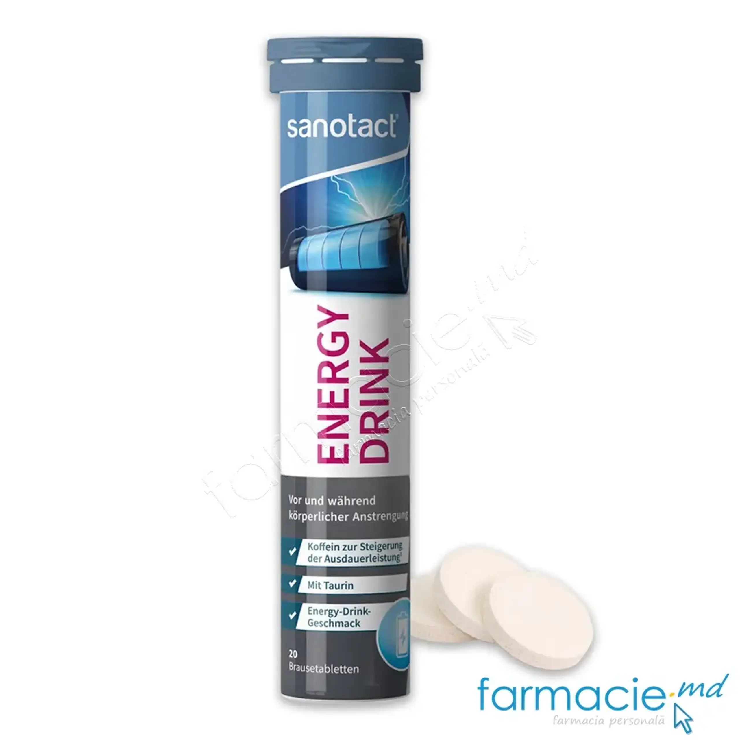 Energy Drink (taurina+ cofeina+ Vit.B complex) comp. eferv. N20 Sanotact