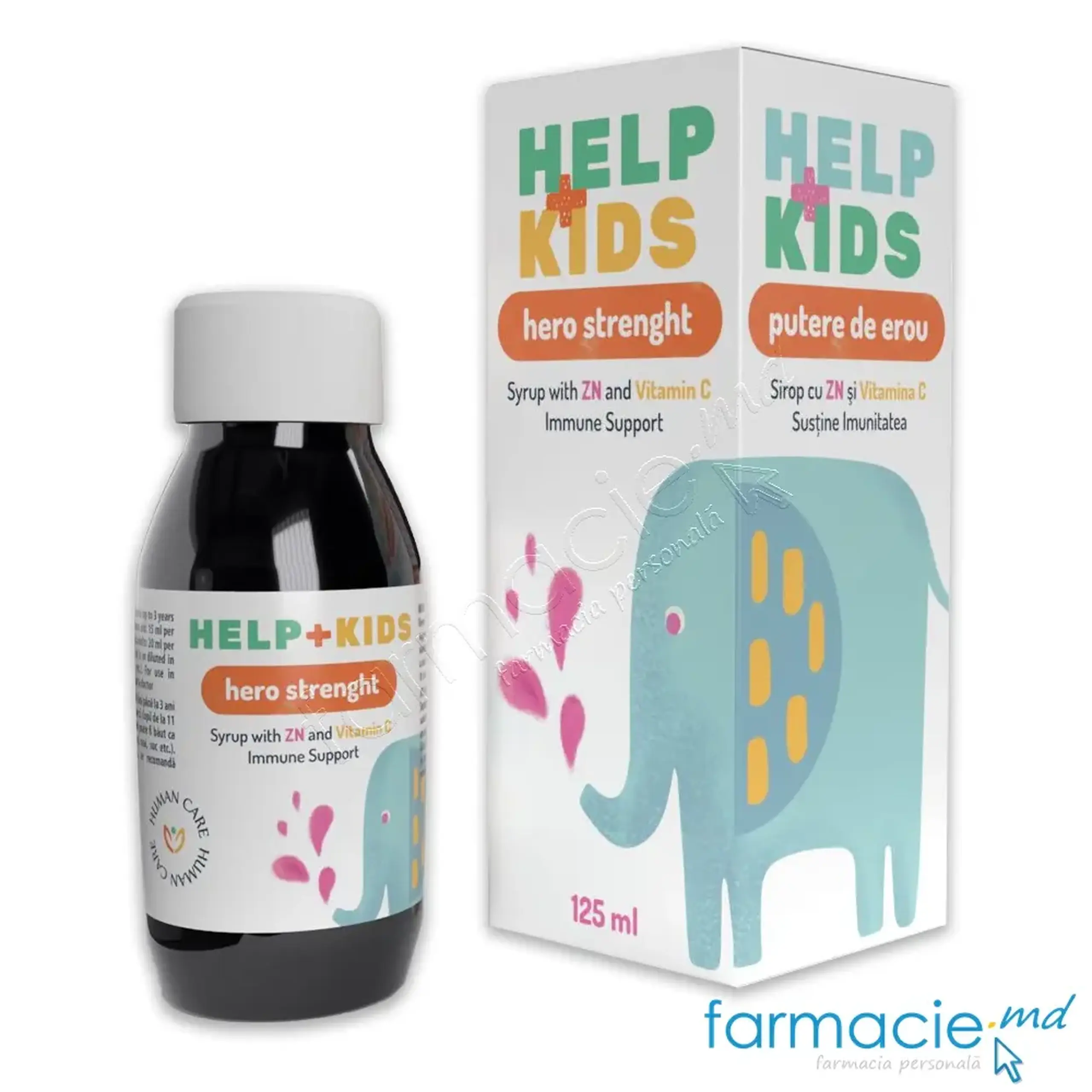 Help Kids Zinc+C Imunitate (6 luni +) sirop 125ml gust de portocala Human Care