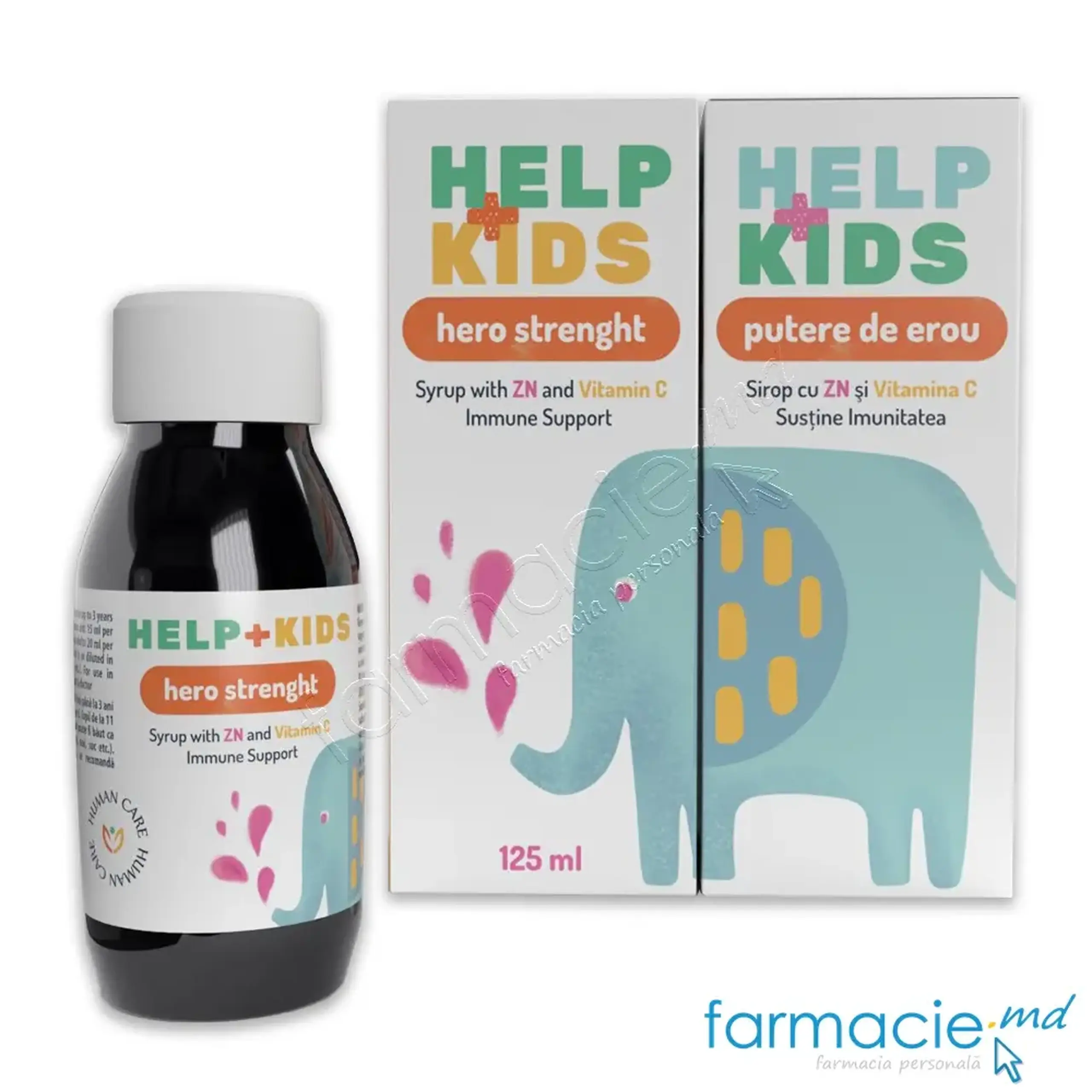 Help Kids Zinc+C Imunitate (6 luni +) sirop 125ml gust de portocala Human Care