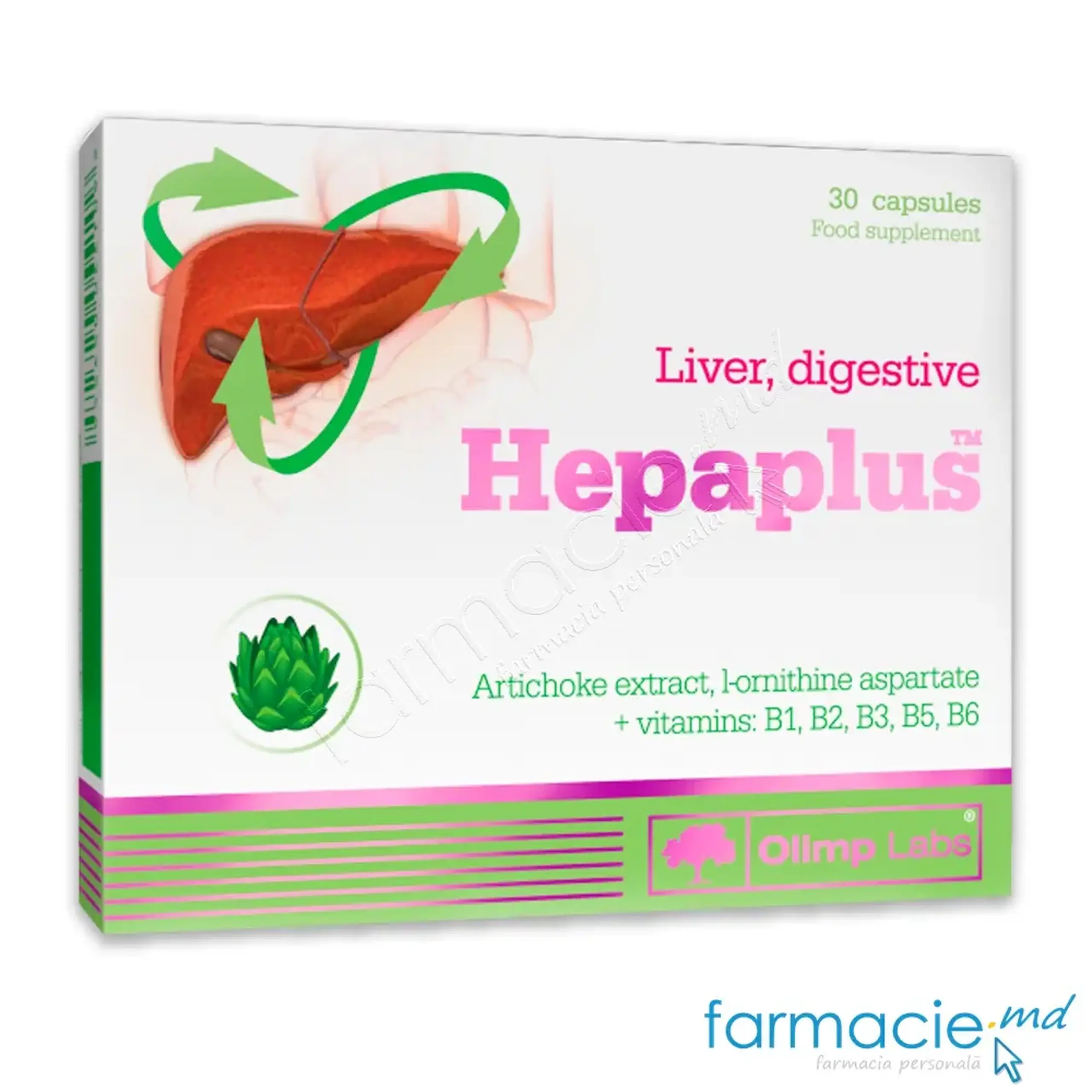 Hepaplus (ficat si digestie), Anghinare+vit.B1,B2,B3,B5,B6 caps. N30 Olimp