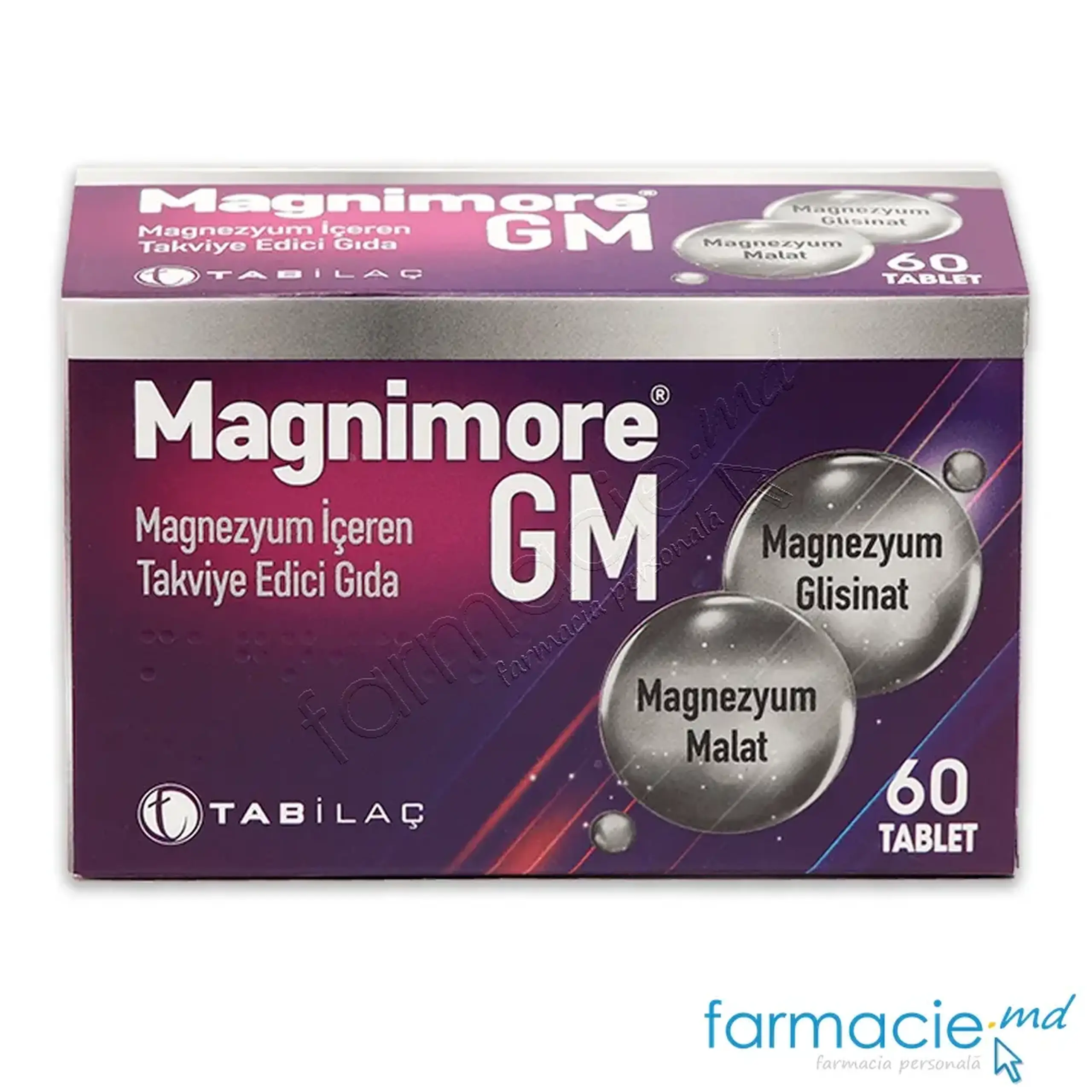 Magnimore GM Magneziu malat+glicinat comp.N60 Tab Ilac