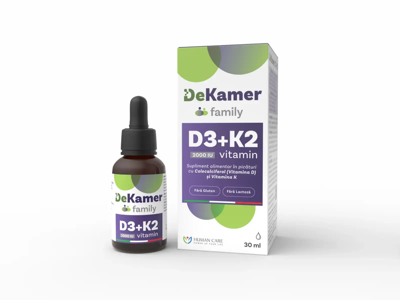 Dekamer Family D3+K2 (2000UI+75μg) 1 luna+ picaturi 30ml Human Care