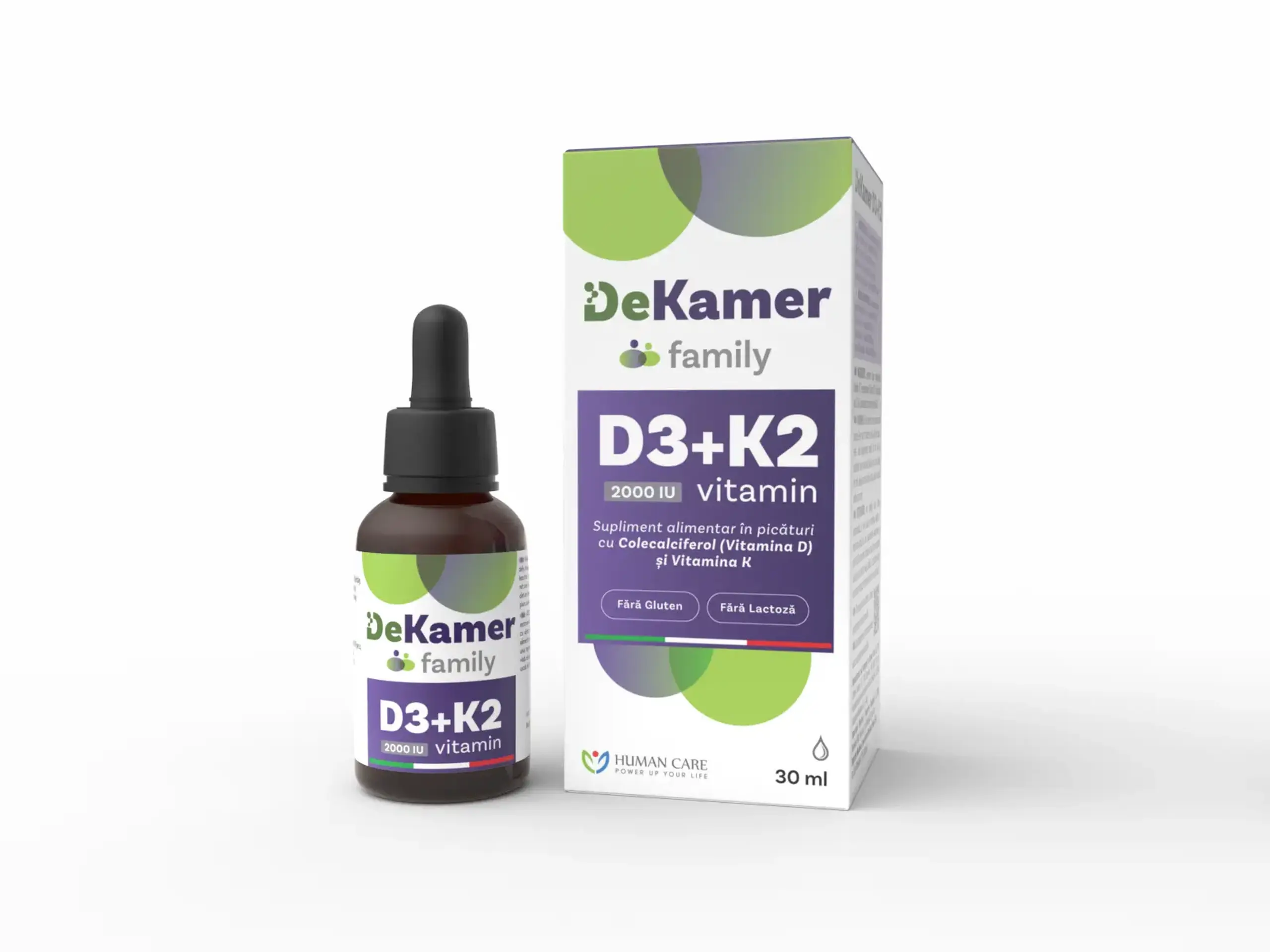 Dekamer Family D3+K2 (2000UI+75μg) 1 luna+ picaturi 30ml Human Care