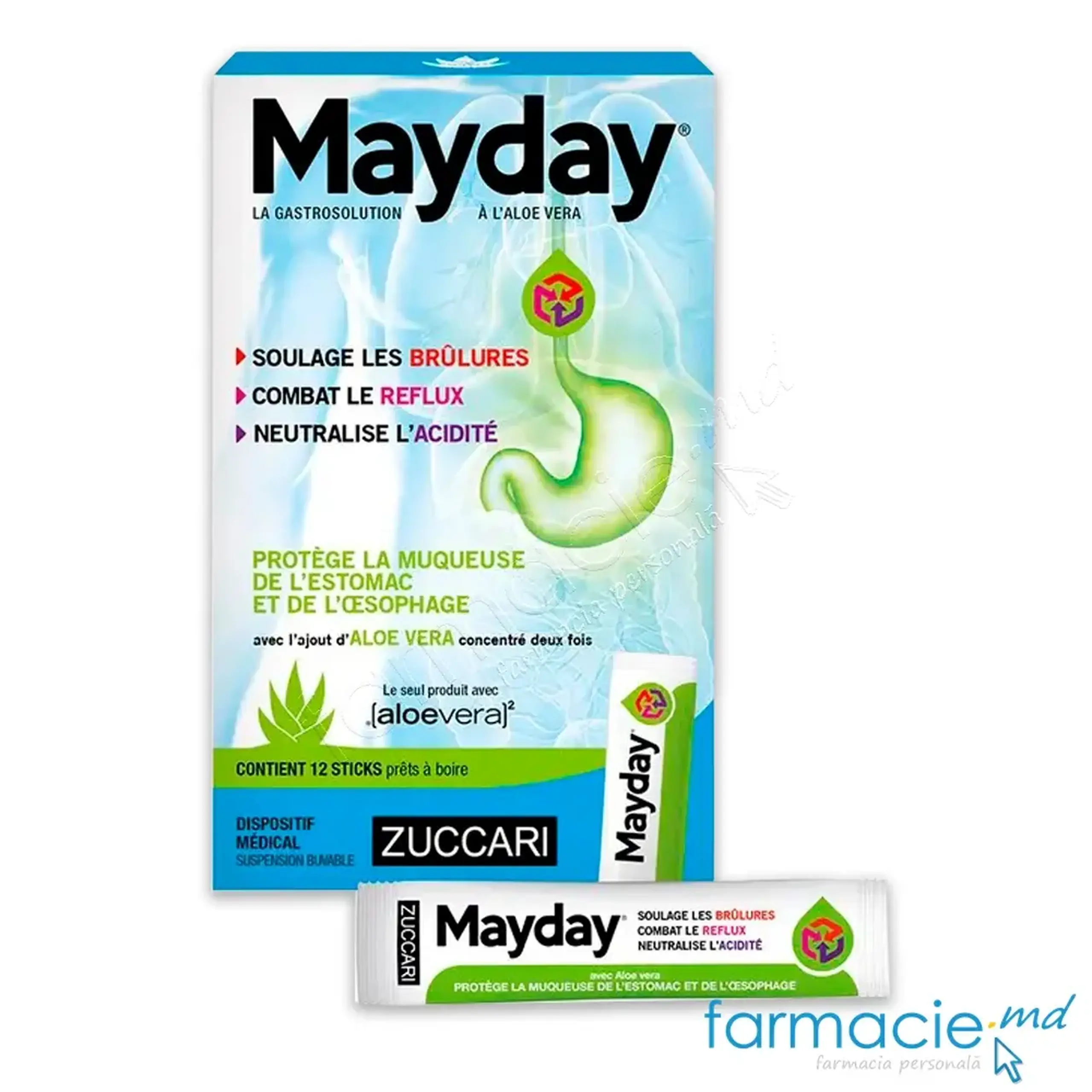 MAYDAY antacid,anti-reflux cu AloeVera susp. 10ml N12 Zuccari