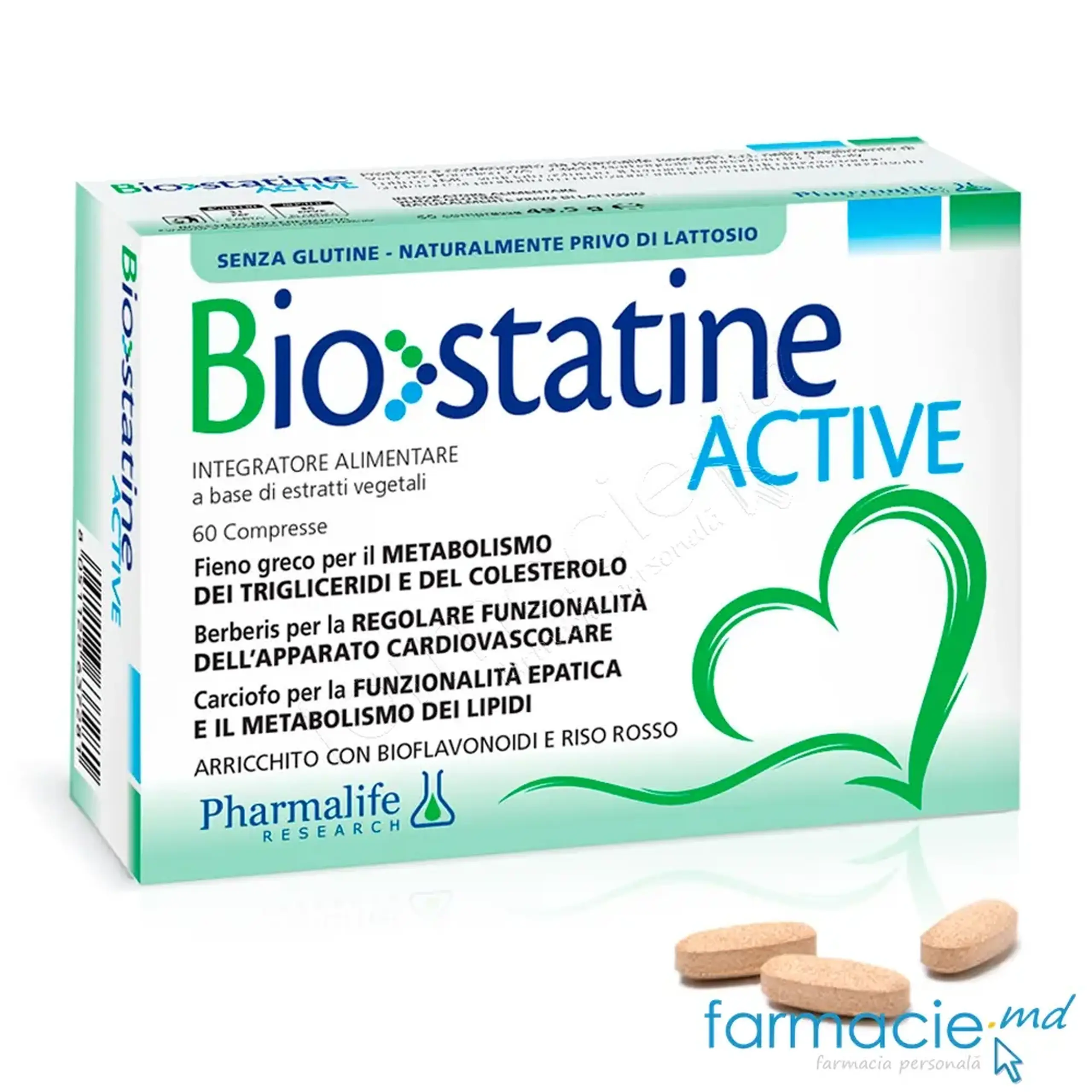 Biostatine Active Vegan (Monocolina K, vascular) comp. N60 Pharmalife