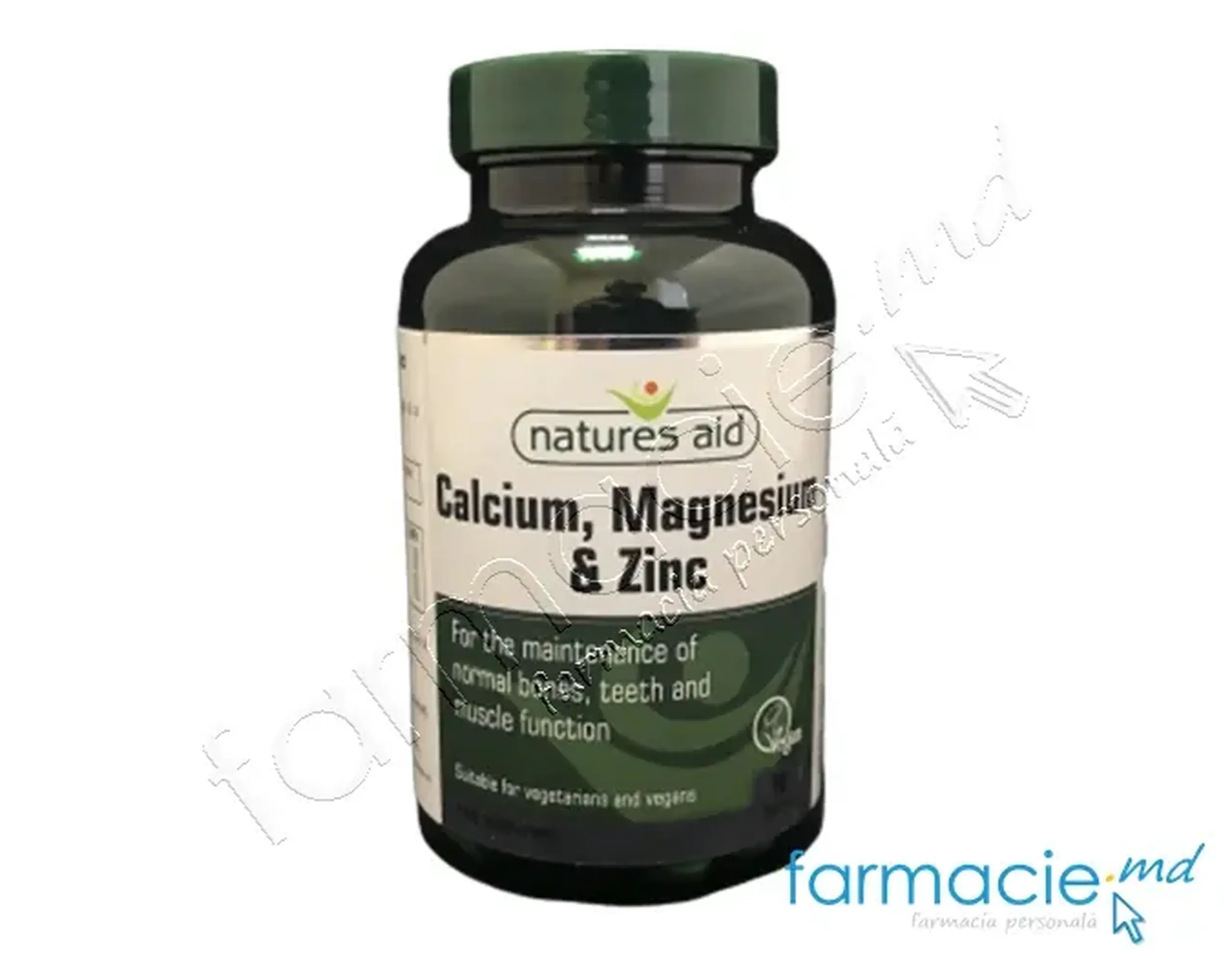 Calciu Magneziu Zinc VEGAN (oase, dinti, muschi) comp. N90 Natures Aid