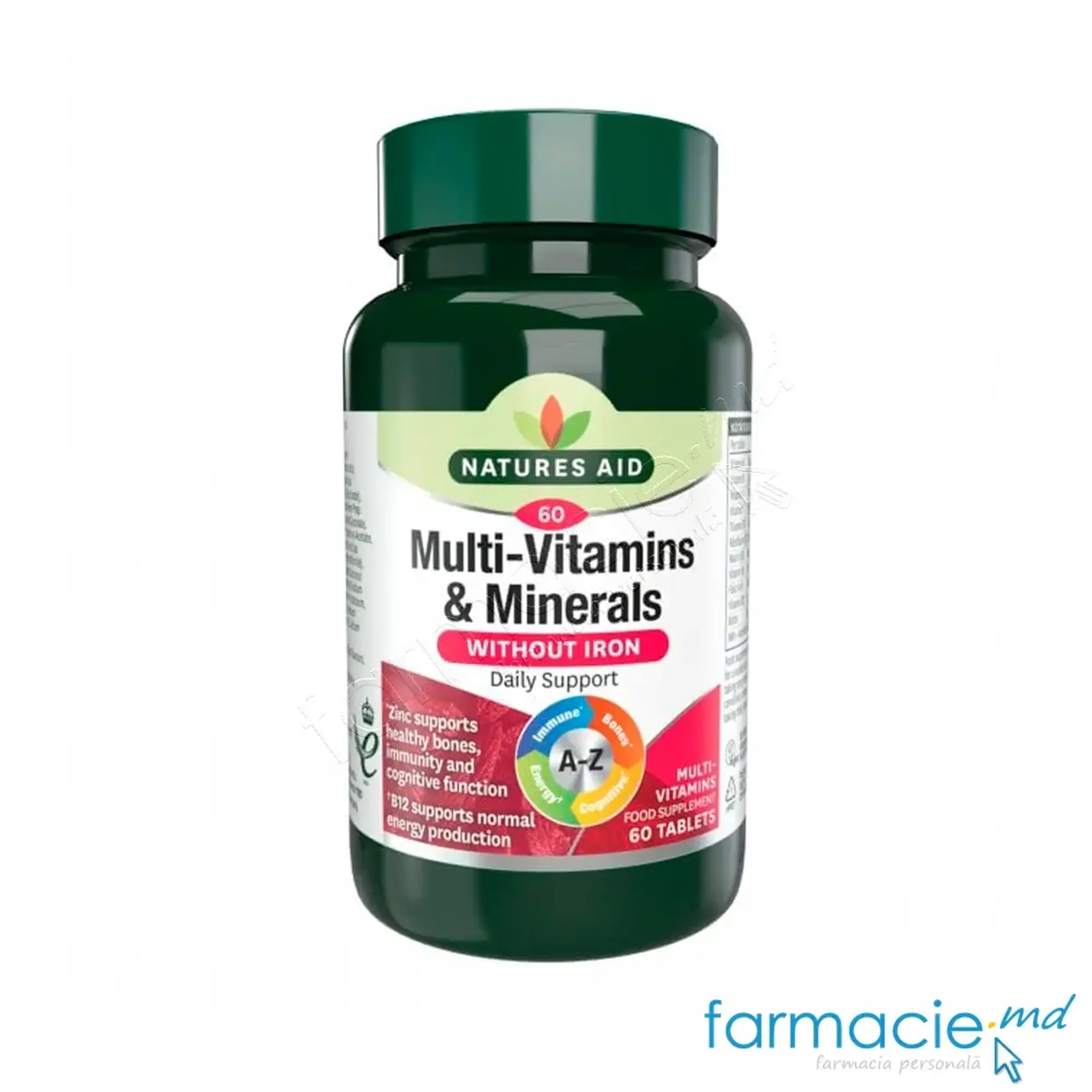 Multivitamine+Minerale A-Z Vegan comp. N60 (fara fier) Natures Aid