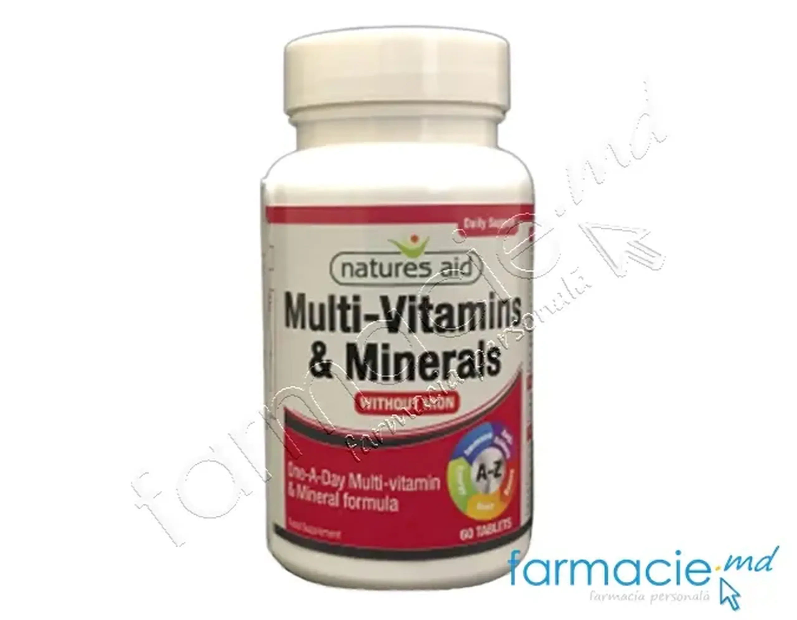 Multivitamine+Minerale A-Z Vegan comp. N60 (fara fier) Natures Aid