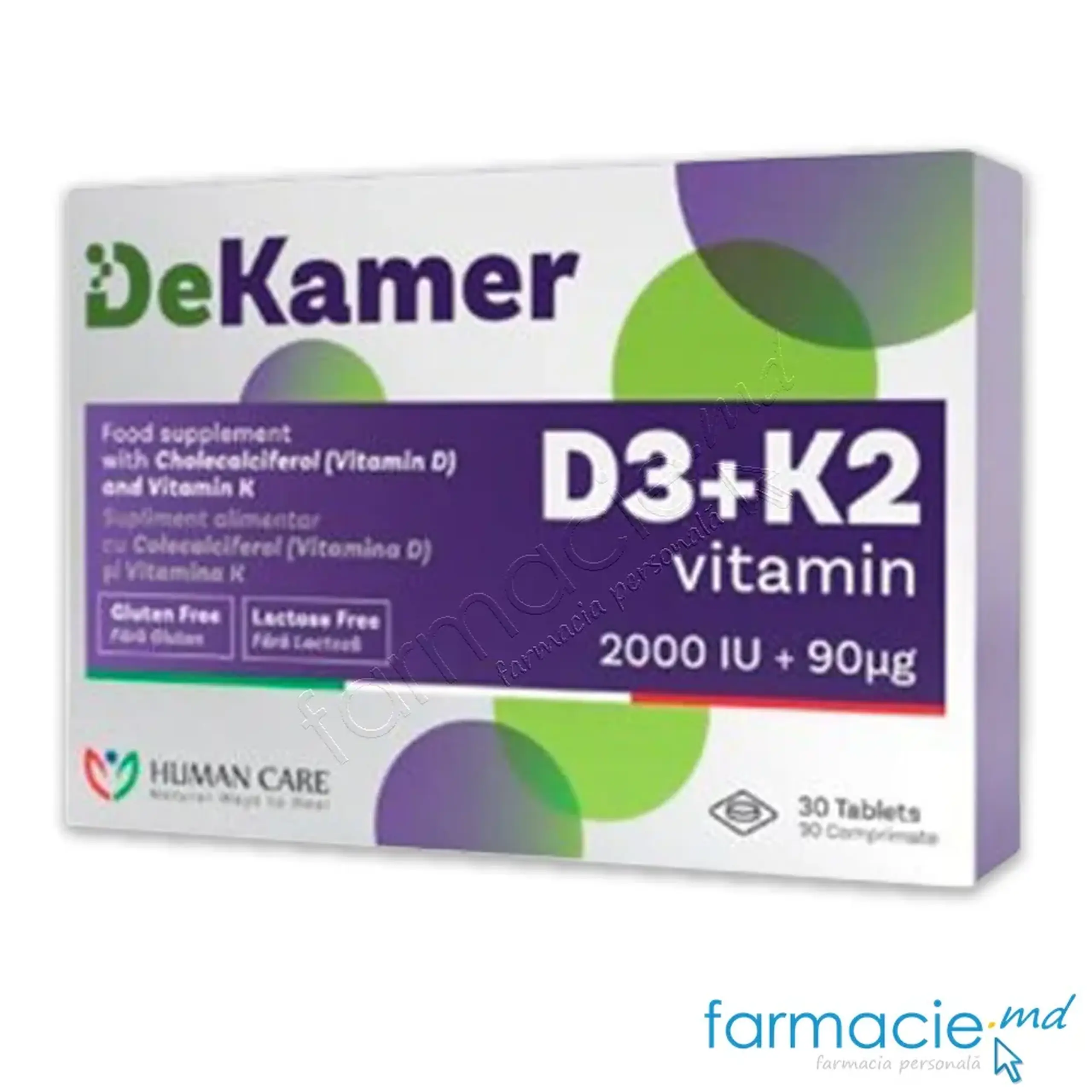 Dekamer D3+K2 (2000UI+90mcg) comp. N30 Human Care