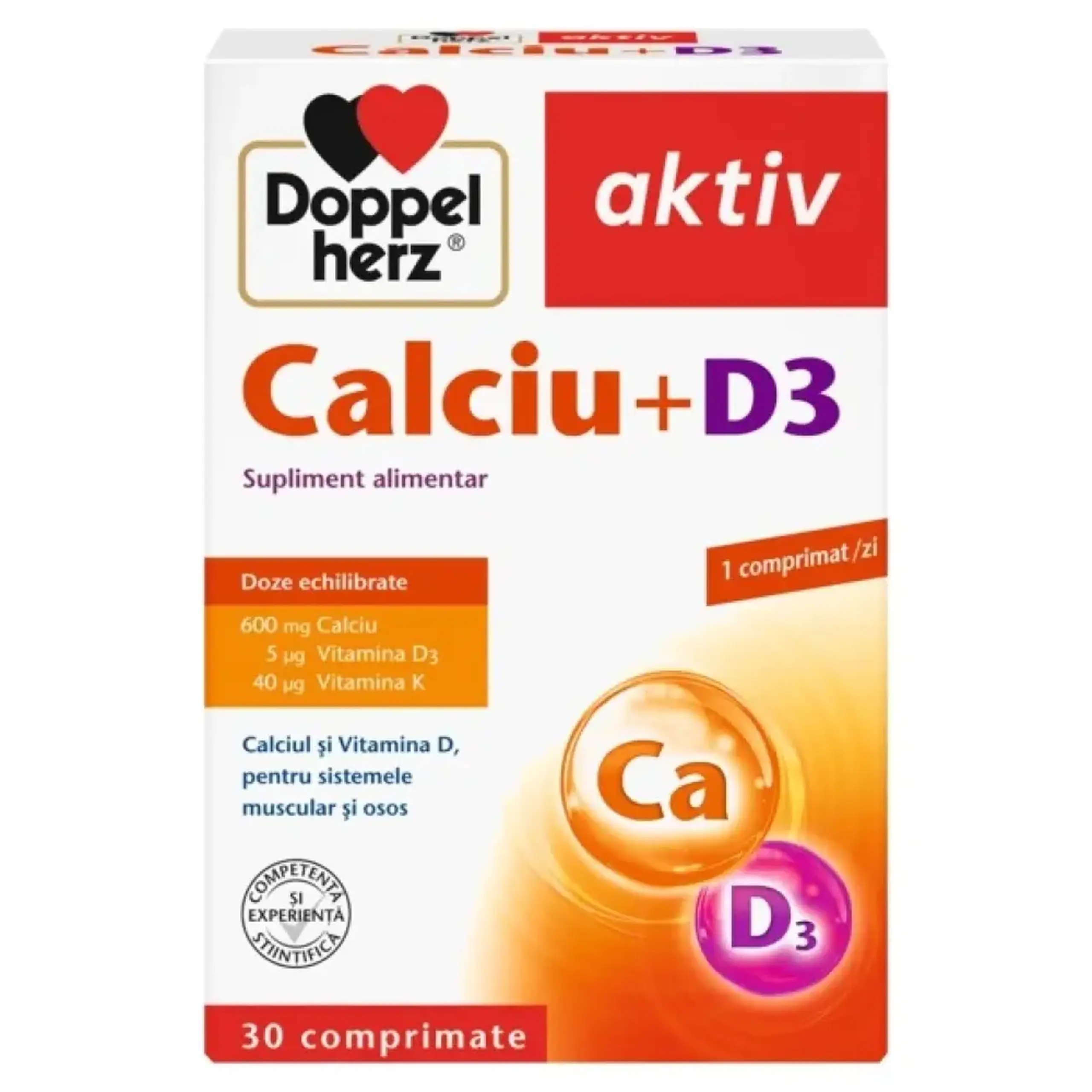 Calciu 600mg+Vit D3 5mkg comp. N30 Doppelherz - Forma comp