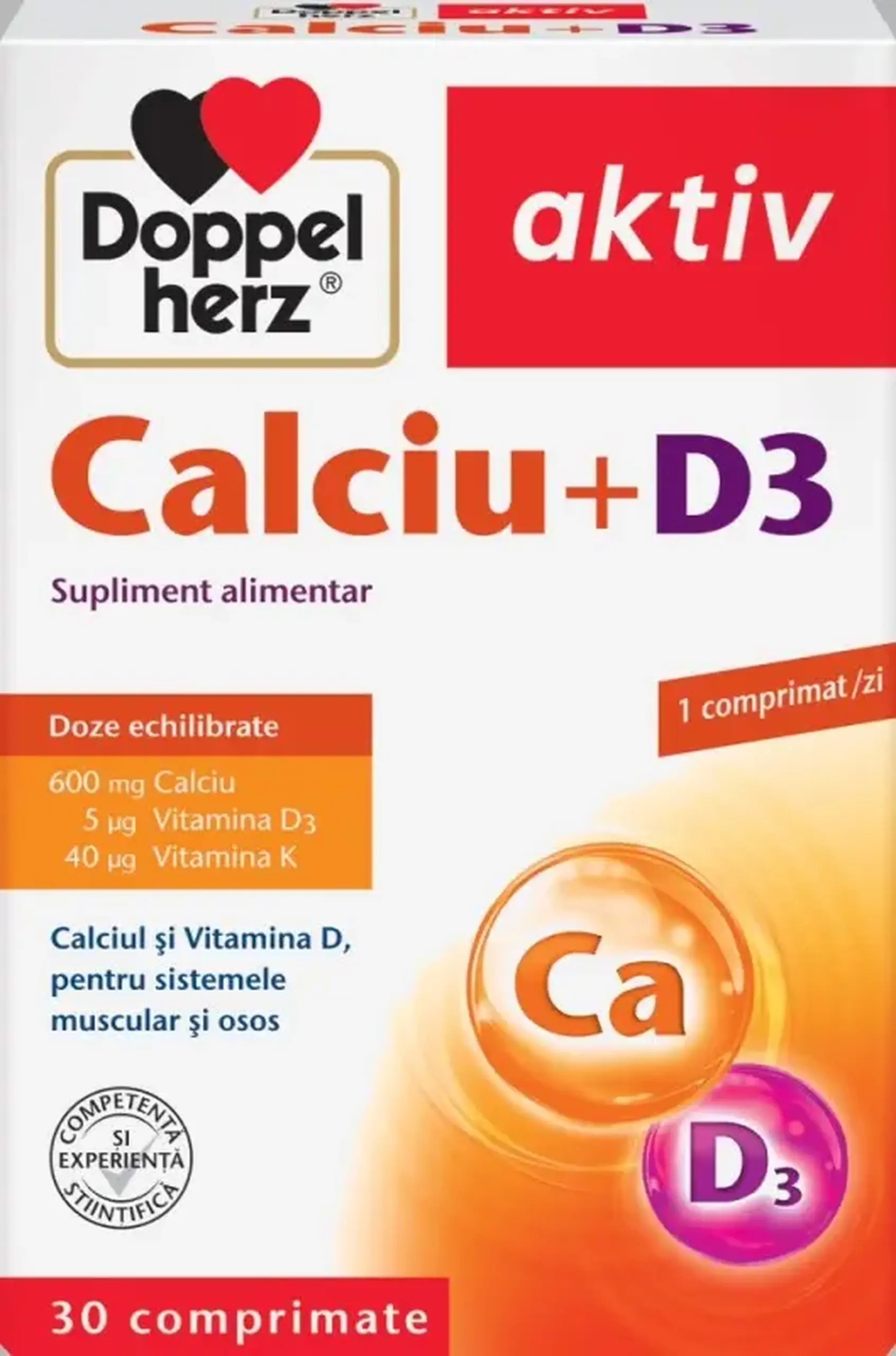Calciu 600mg+Vit D3 5mkg comp. N30 Doppelherz - Forma comp