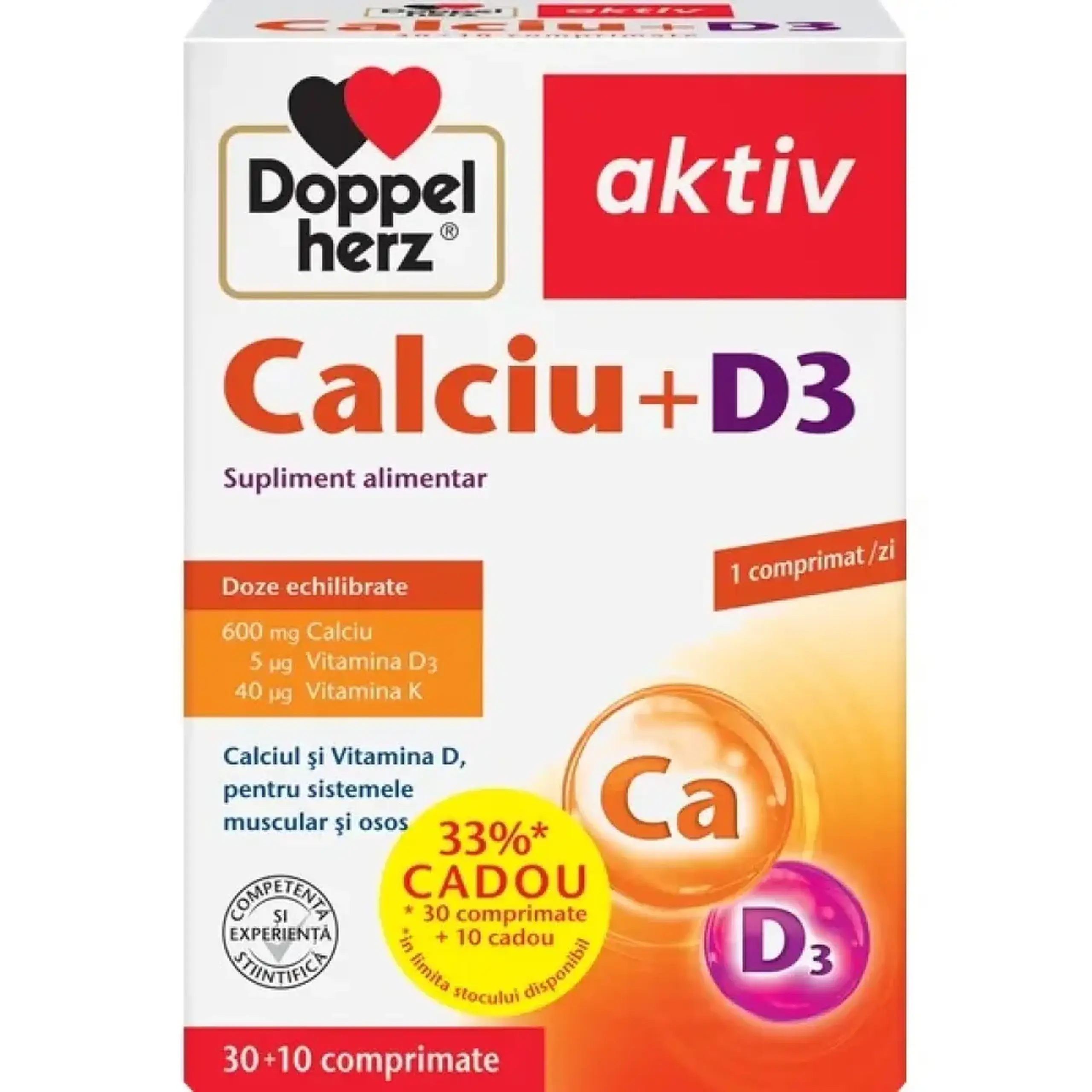 Calciu 600mg+Vit D3 5mkg comp. N30 Doppelherz - Forma comp. masticab