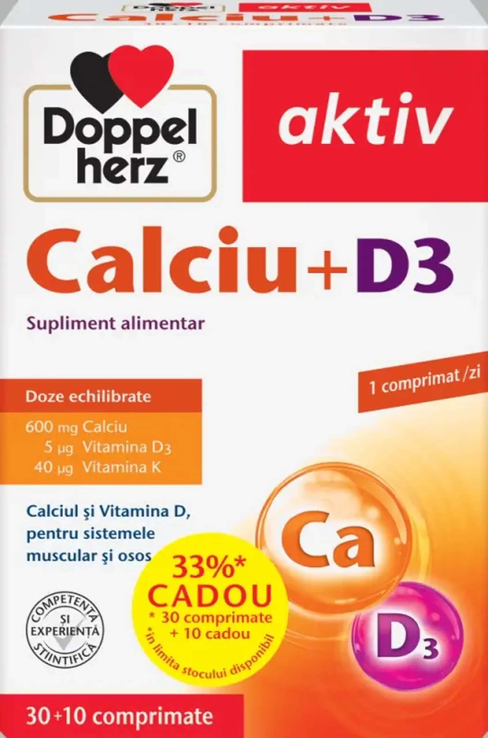 Calciu 600mg+Vit D3 5mkg comp. N30 Doppelherz - Forma comp. masticab