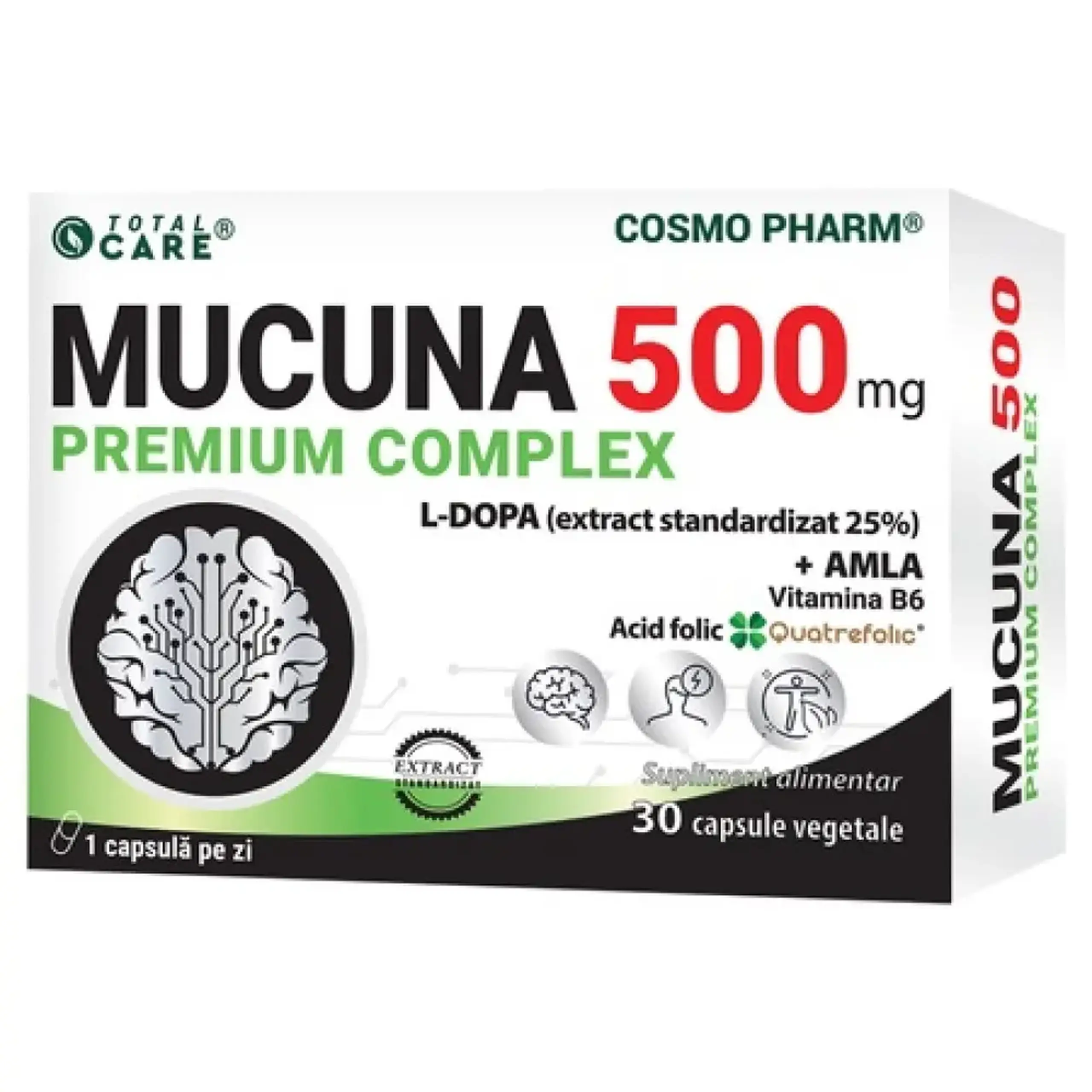 Mucuna 500mg Premium Complex Energie si Motivatie caps. N30 Cosmo Pharm