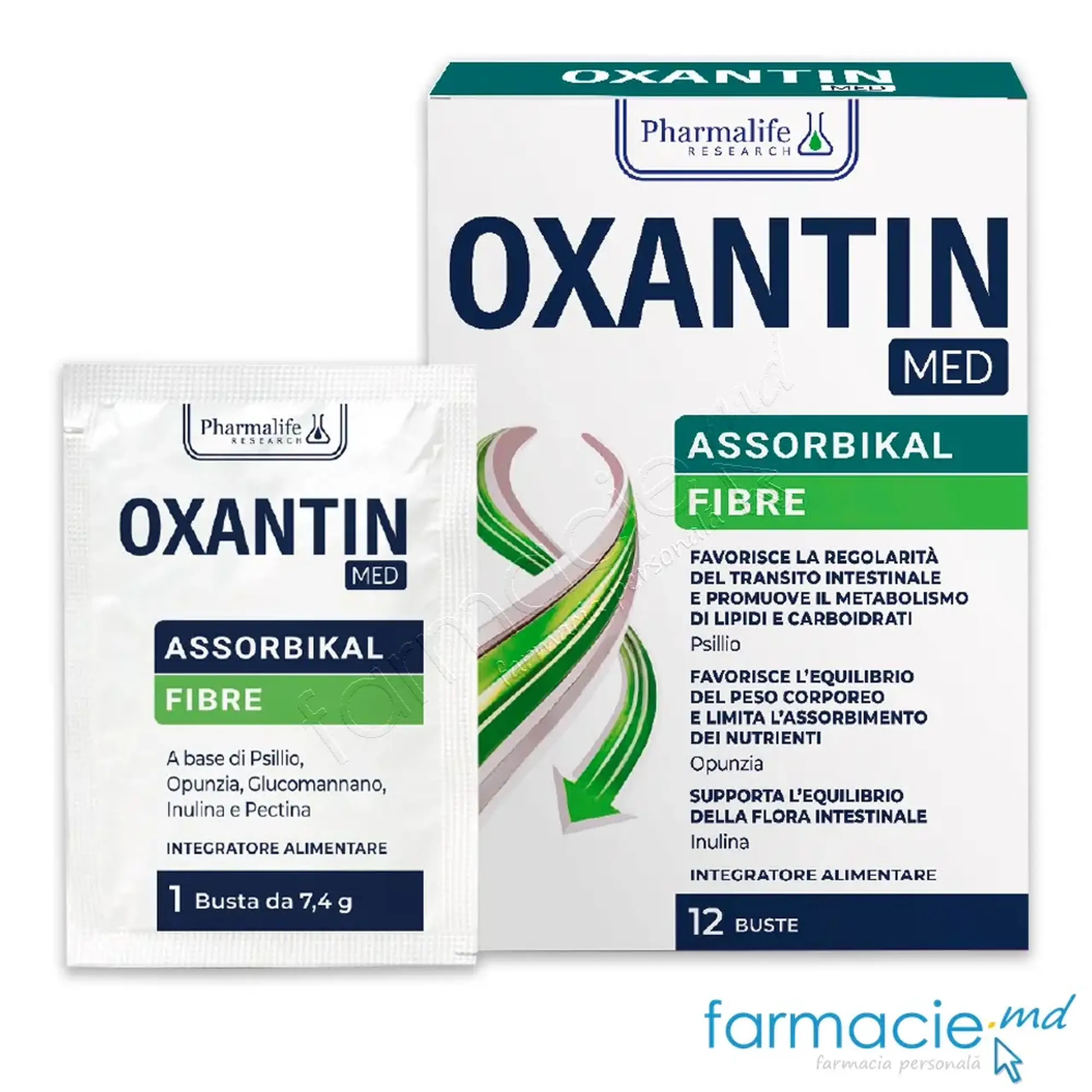 Oxantin Med absorbent fibre (greutate,digestie,prebiotic,tranzit) plic N12 Pharmalife