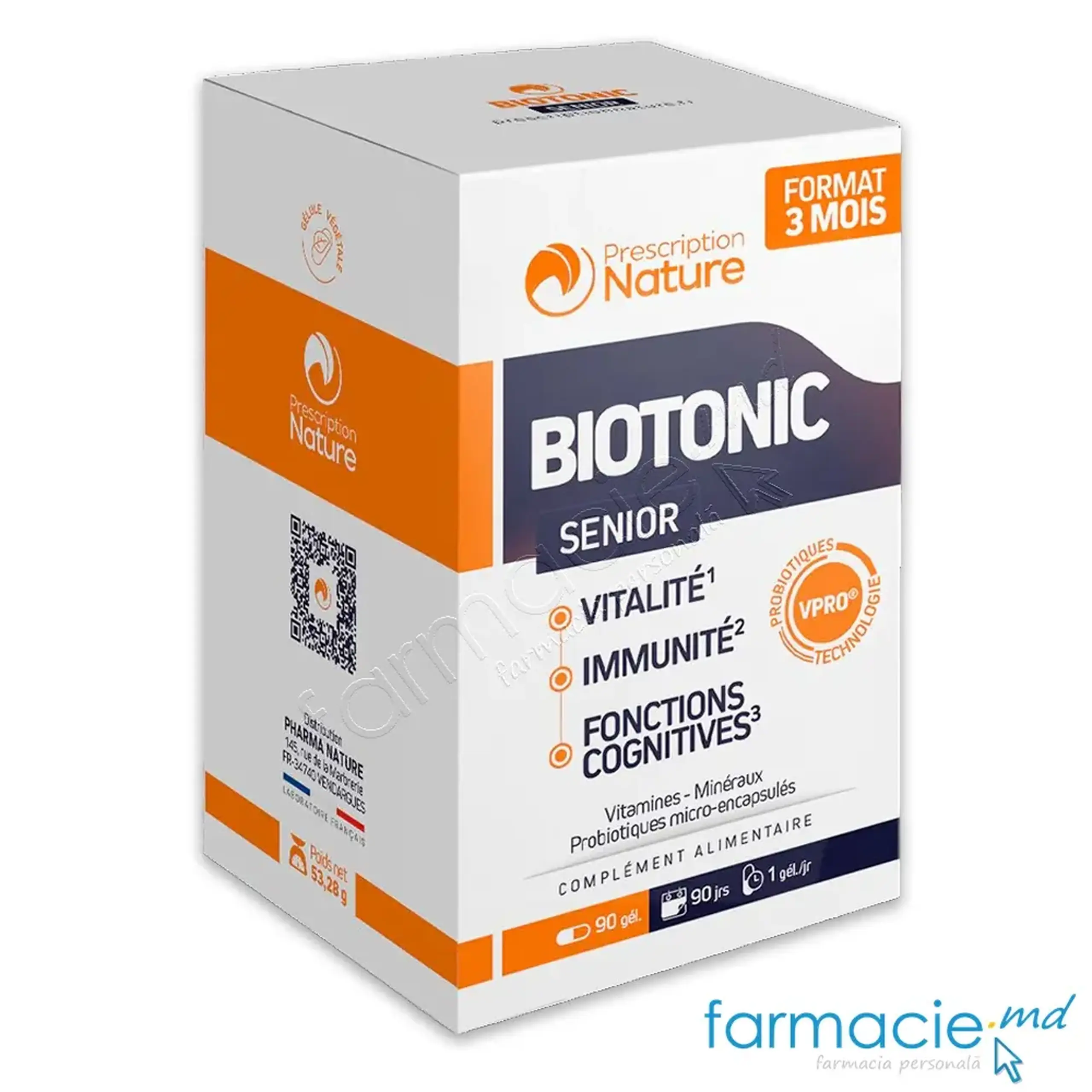 Biotonic Senior vitamine,minerale+probiotice,Longevitate caps. N90 Pharma Nature