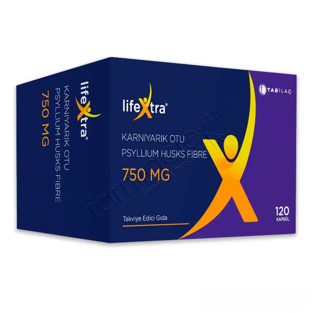Psyllium fibre 750mg LIFEXTRA caps.N120 Tab Ilac