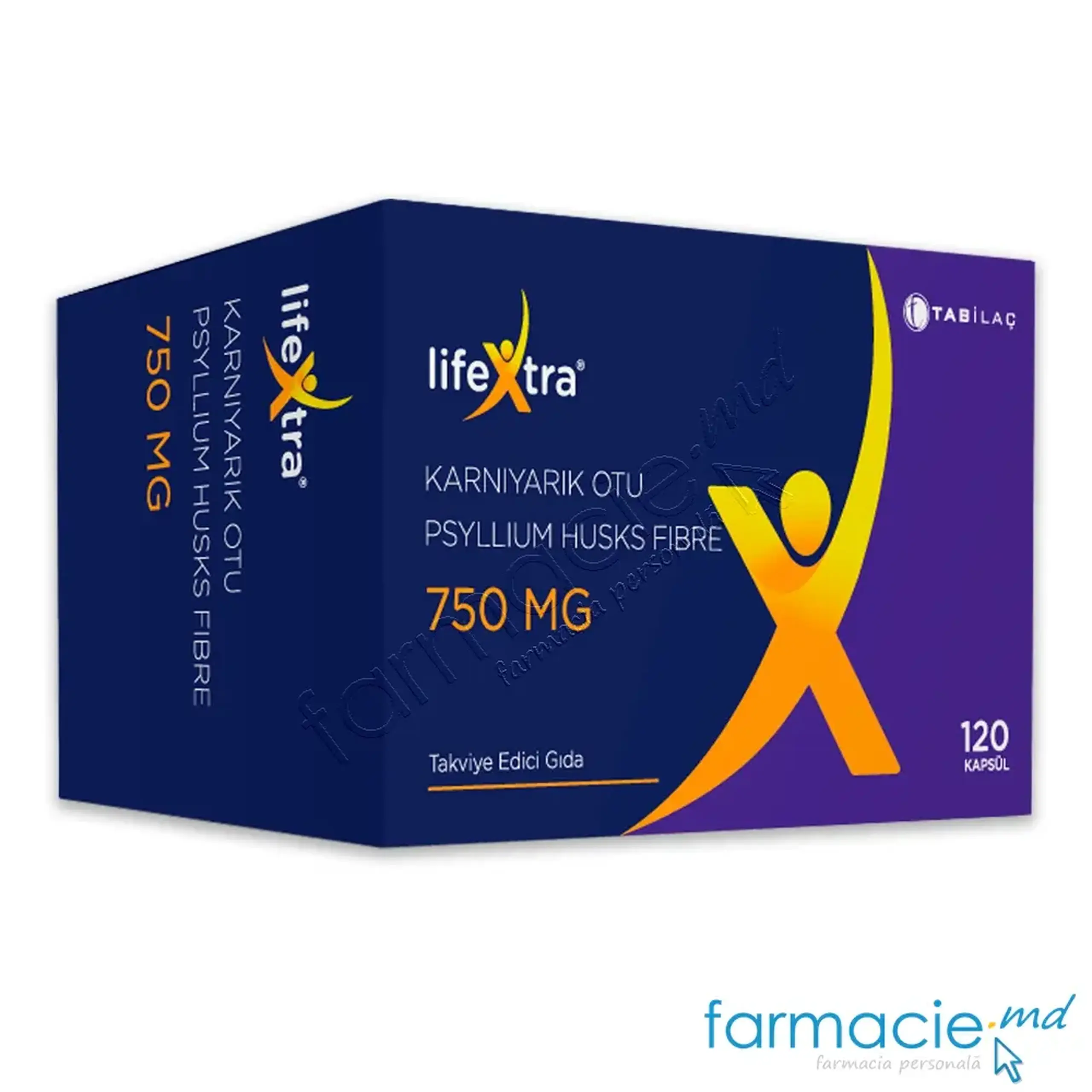 Psyllium fibre 750mg LIFEXTRA caps.N120 Tab Ilac