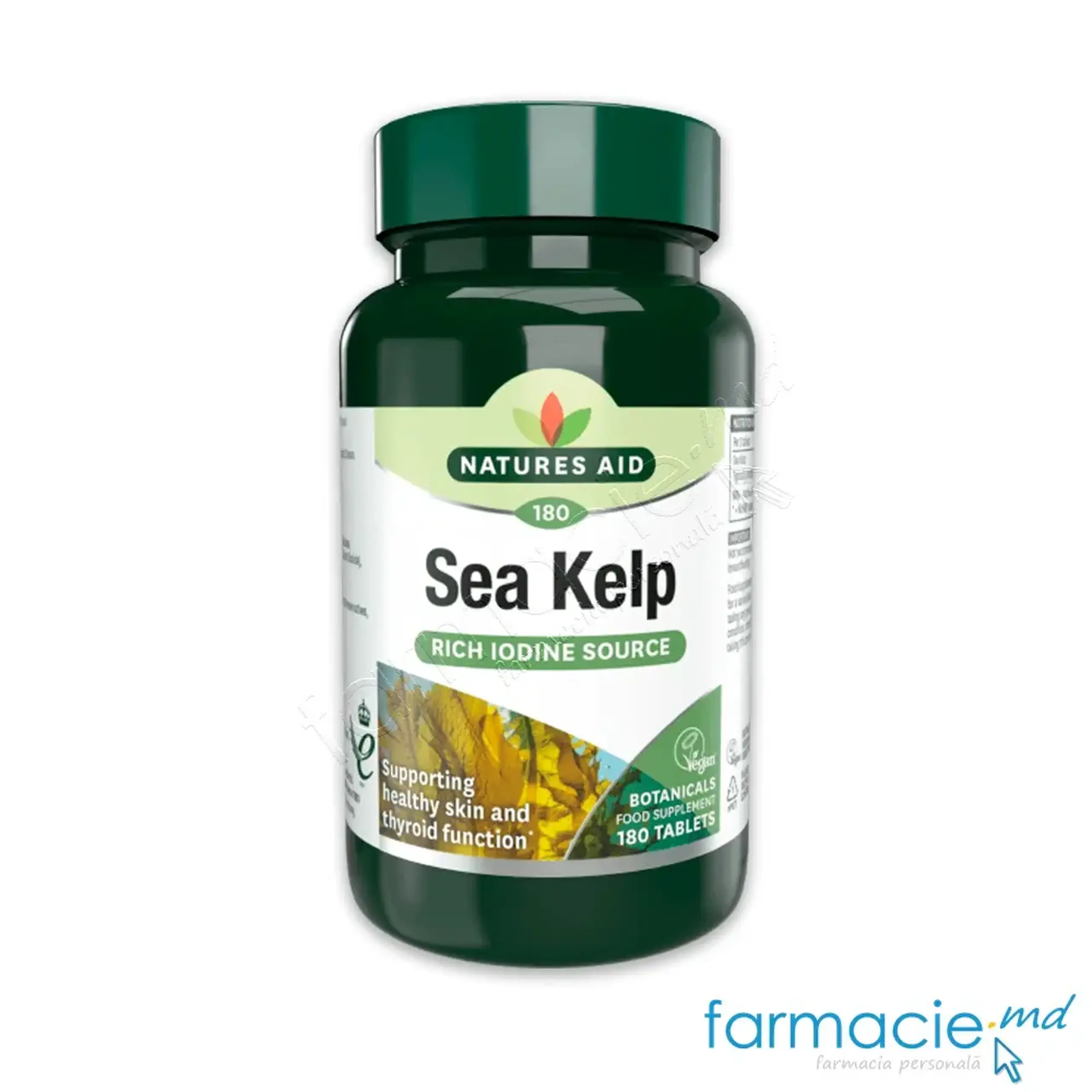 Sea Kelp (alge brune, tiroida, Iod 450 µg) comp. N180 Natures Aid