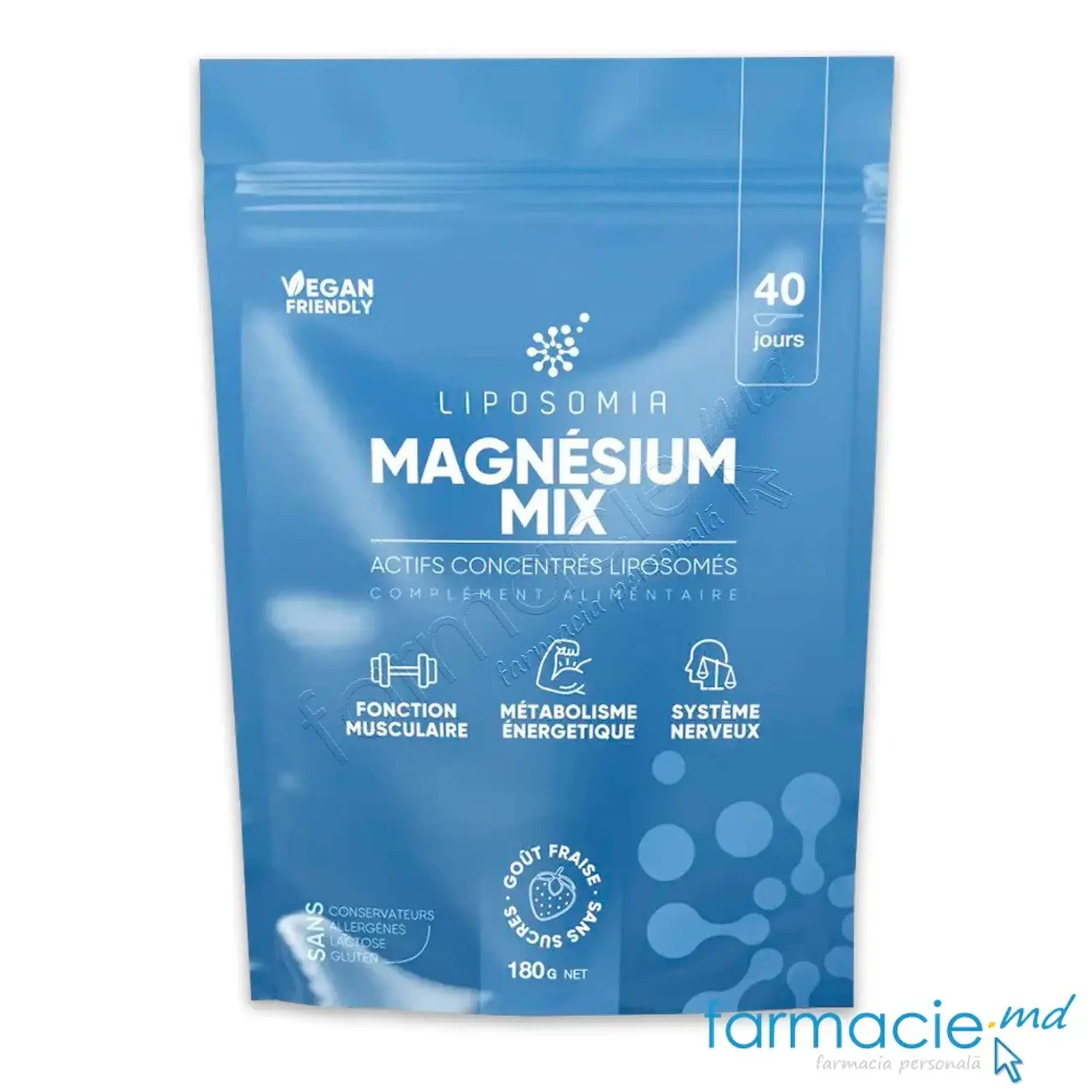 Magneziu Mix Lipozomal Vegan (Mg taurat+citrat+bisglicinat) pulbere 180g Pharma Nature