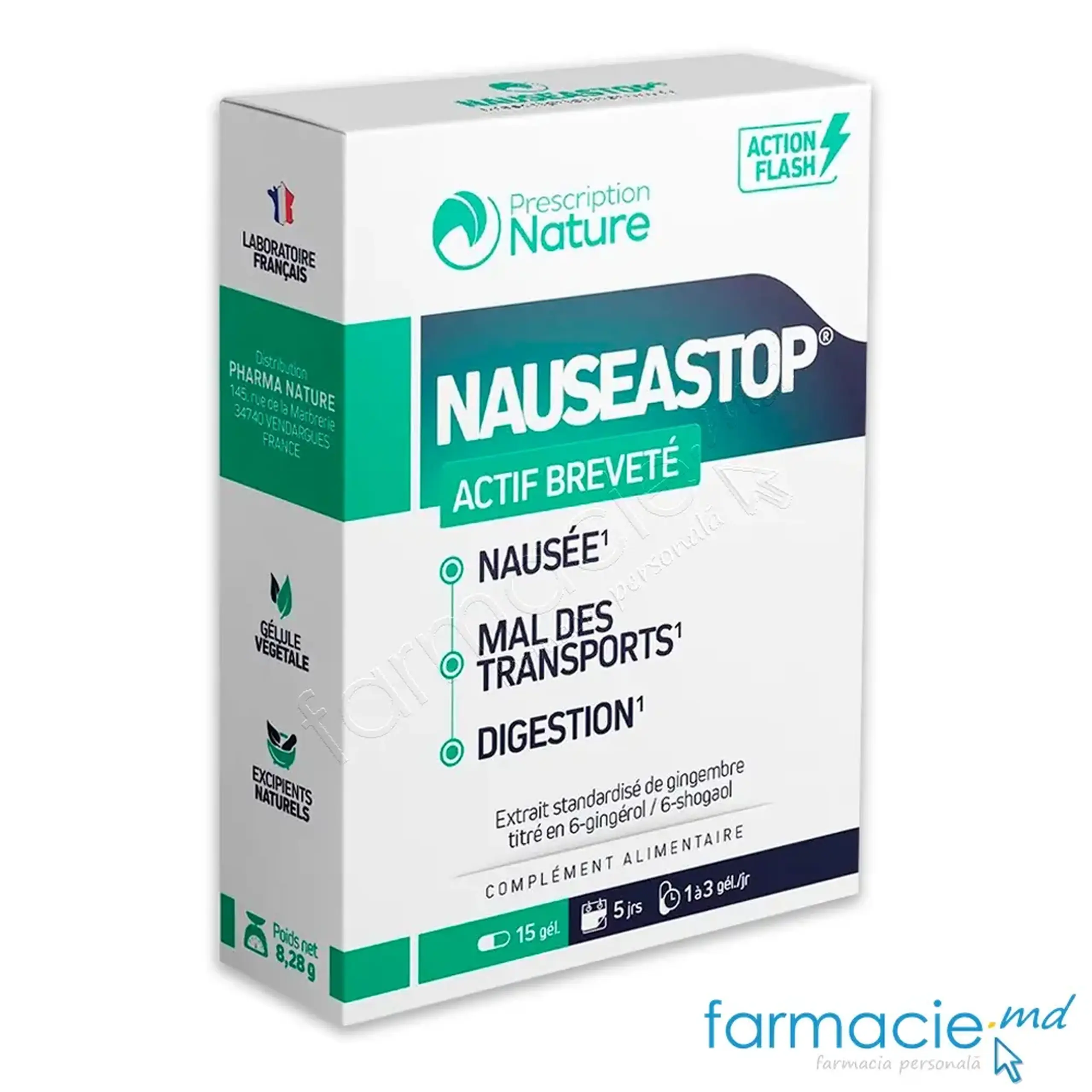 Nauseastop (stop greata, rau de miscare, stimulare digestie) caps. N15 Pharma Nature