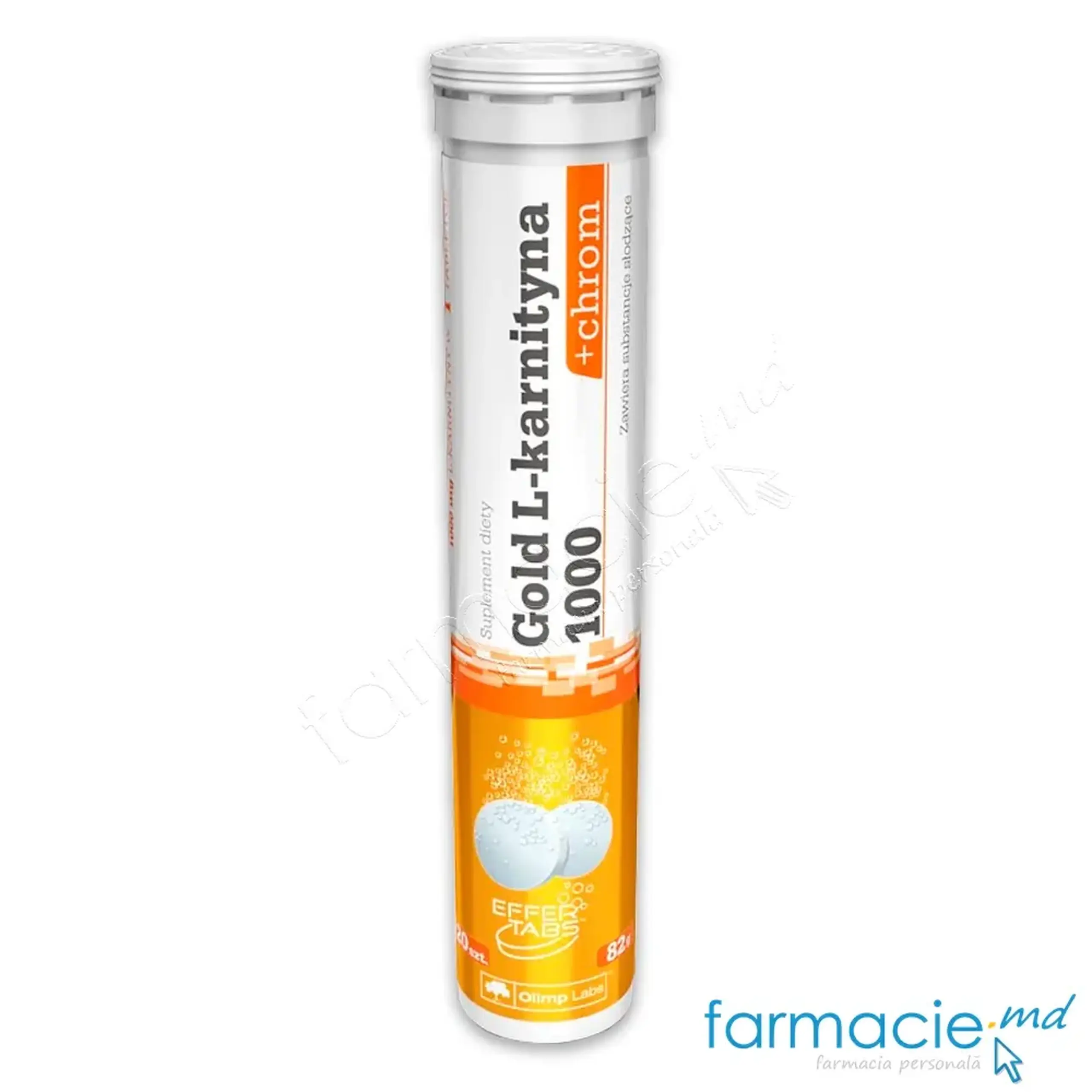 L-Carnitina 1000mg+Chrom 40mcg tab.eferv.N20 (1tab/zi) Olimp