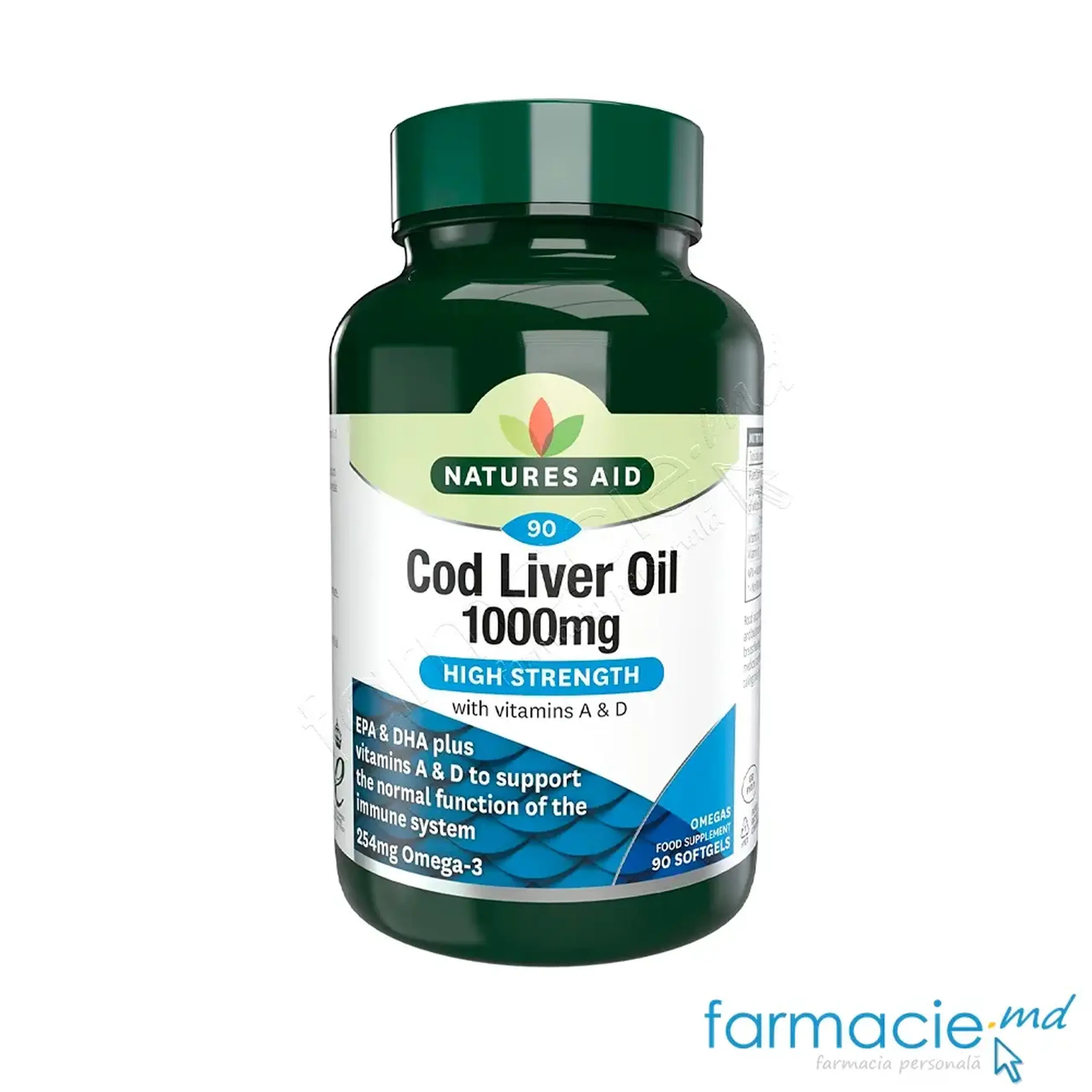 Cod Liver 1000mg (vit A, vit D) caps. N90 Natures Aid