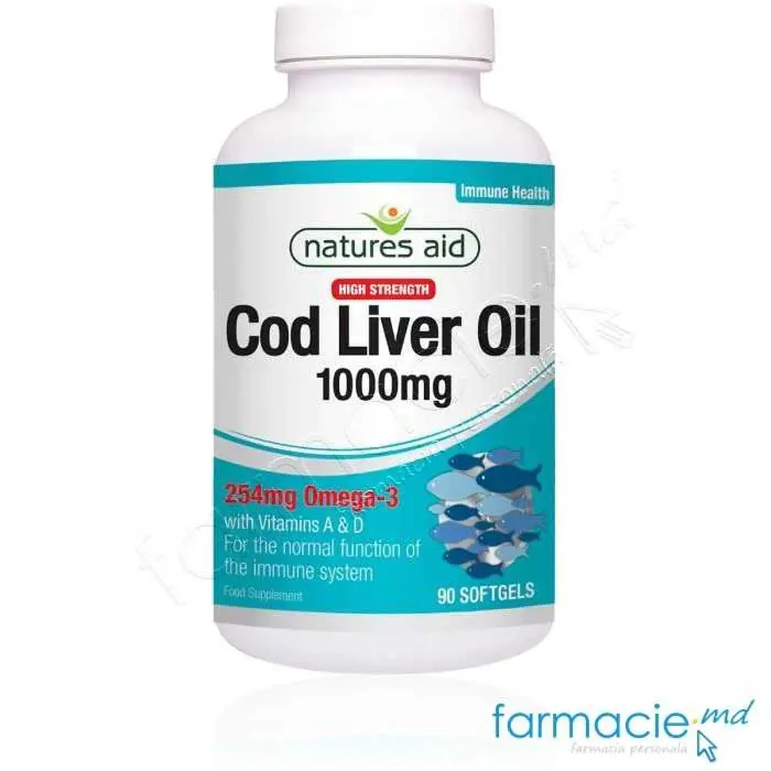 Cod Liver 1000mg (vit A, vit D) caps. N90 Natures Aid