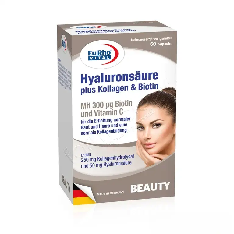 Acid Hyaluronic 50mg+Colagen 250mg+Biotin 300mcg caps. N60 EuRho Vital