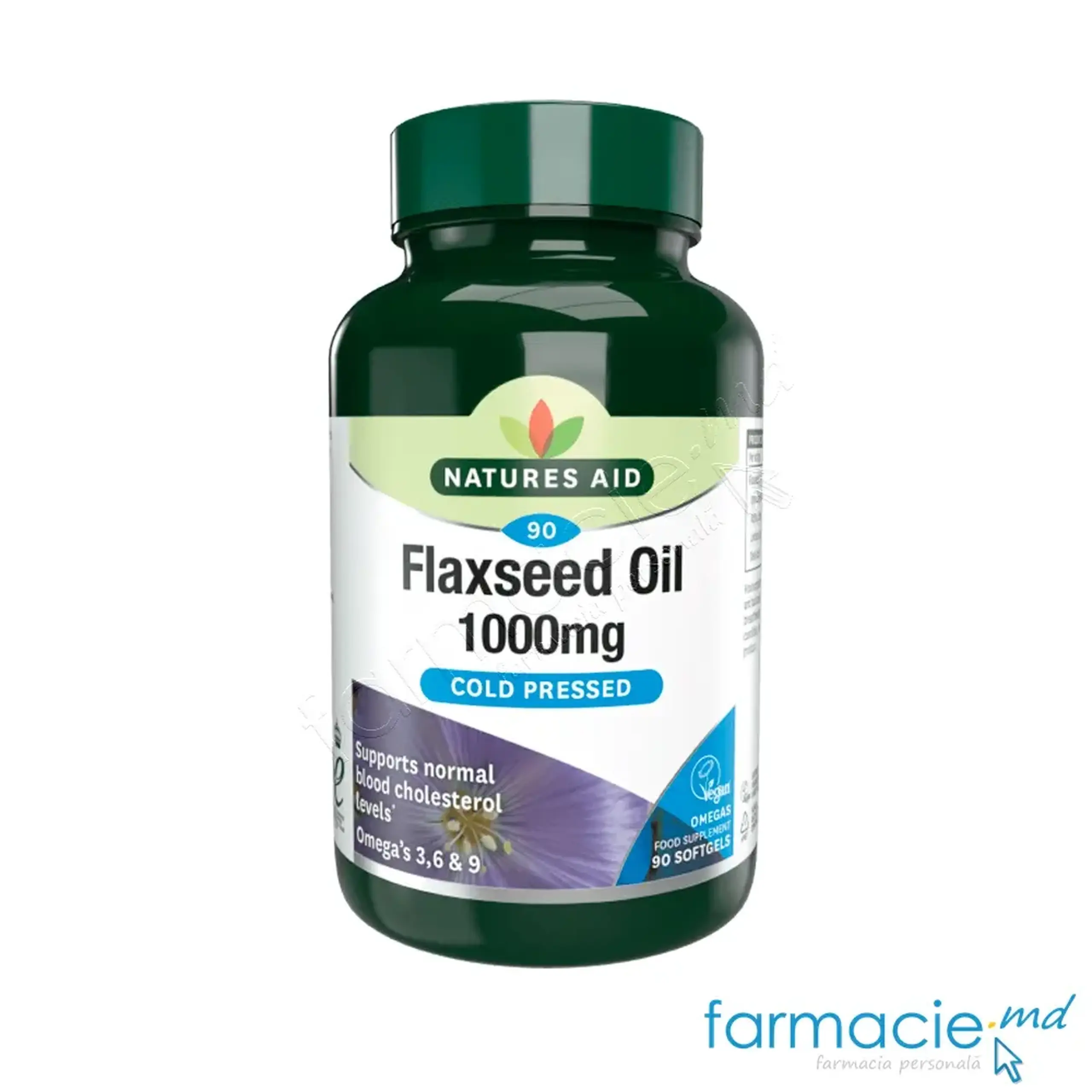 Omega 3,6,9 Vegan (Flaxseed) caps. N90 (din seminte de in) Natures Aid