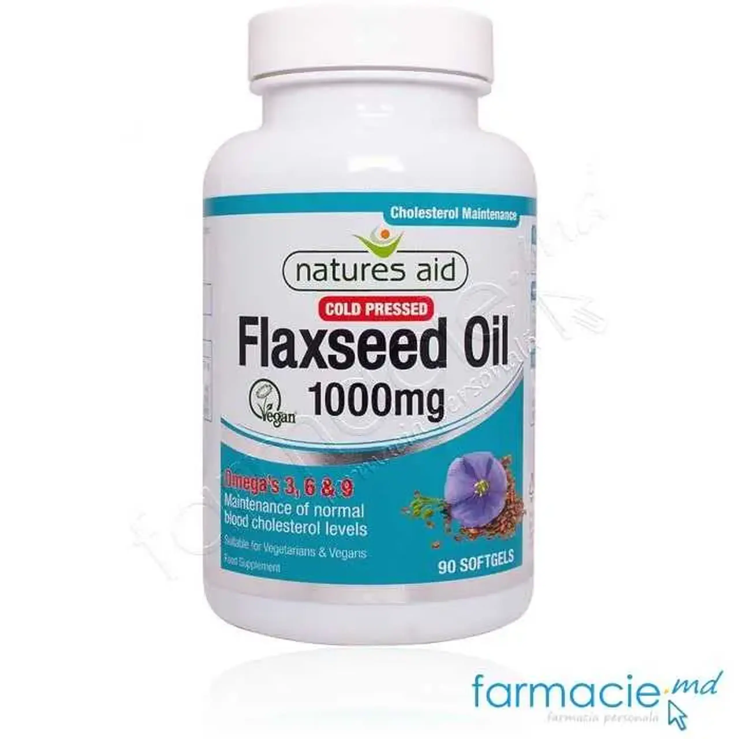 Omega 3,6,9 Vegan (Flaxseed) caps. N90 (din seminte de in) Natures Aid