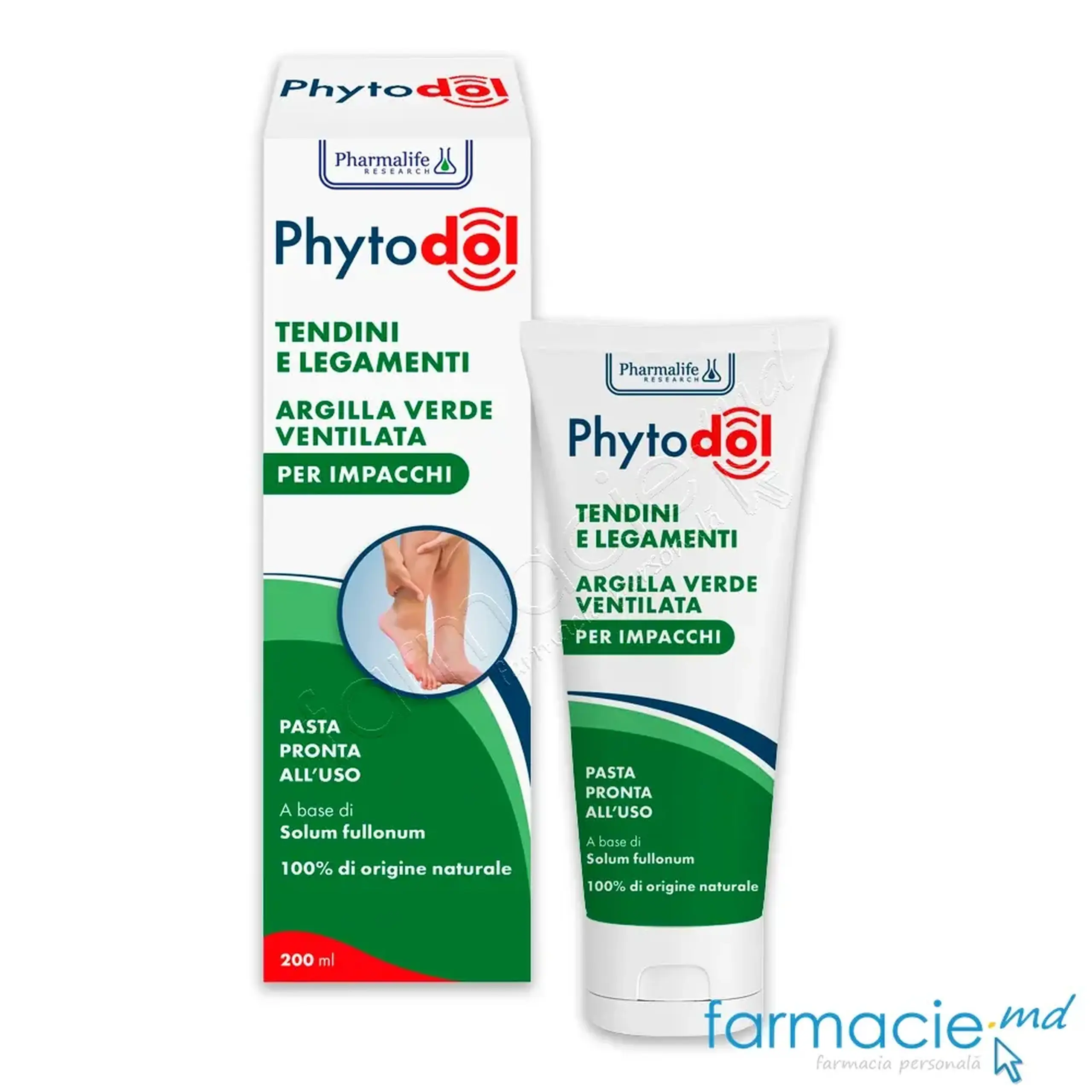 Phytodol Tendoane si Ligamente pasta Argila Verde 200ml Pharmalife