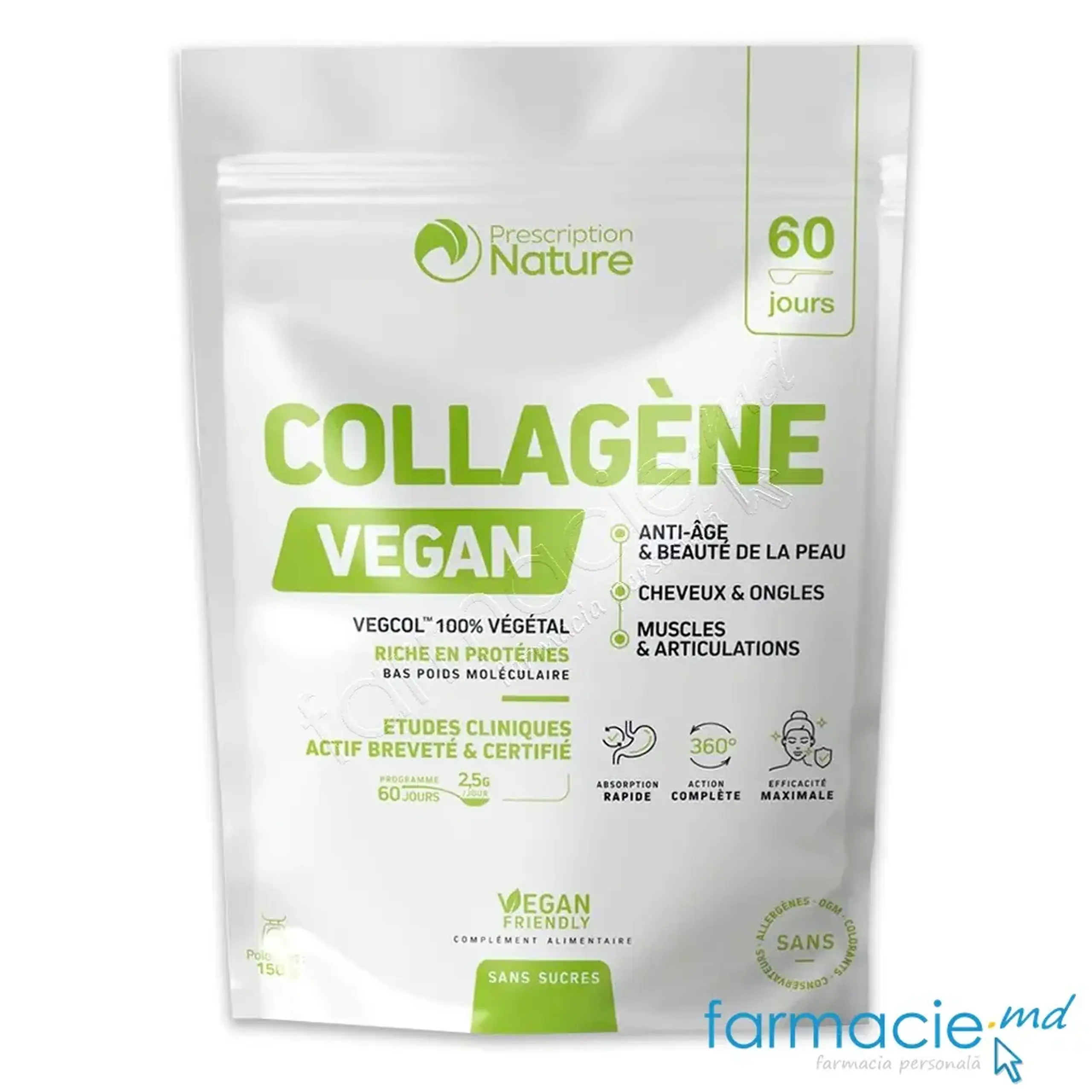 Colagen Vegan 60doze x 2,5g pulbere 150g Pharma Nature