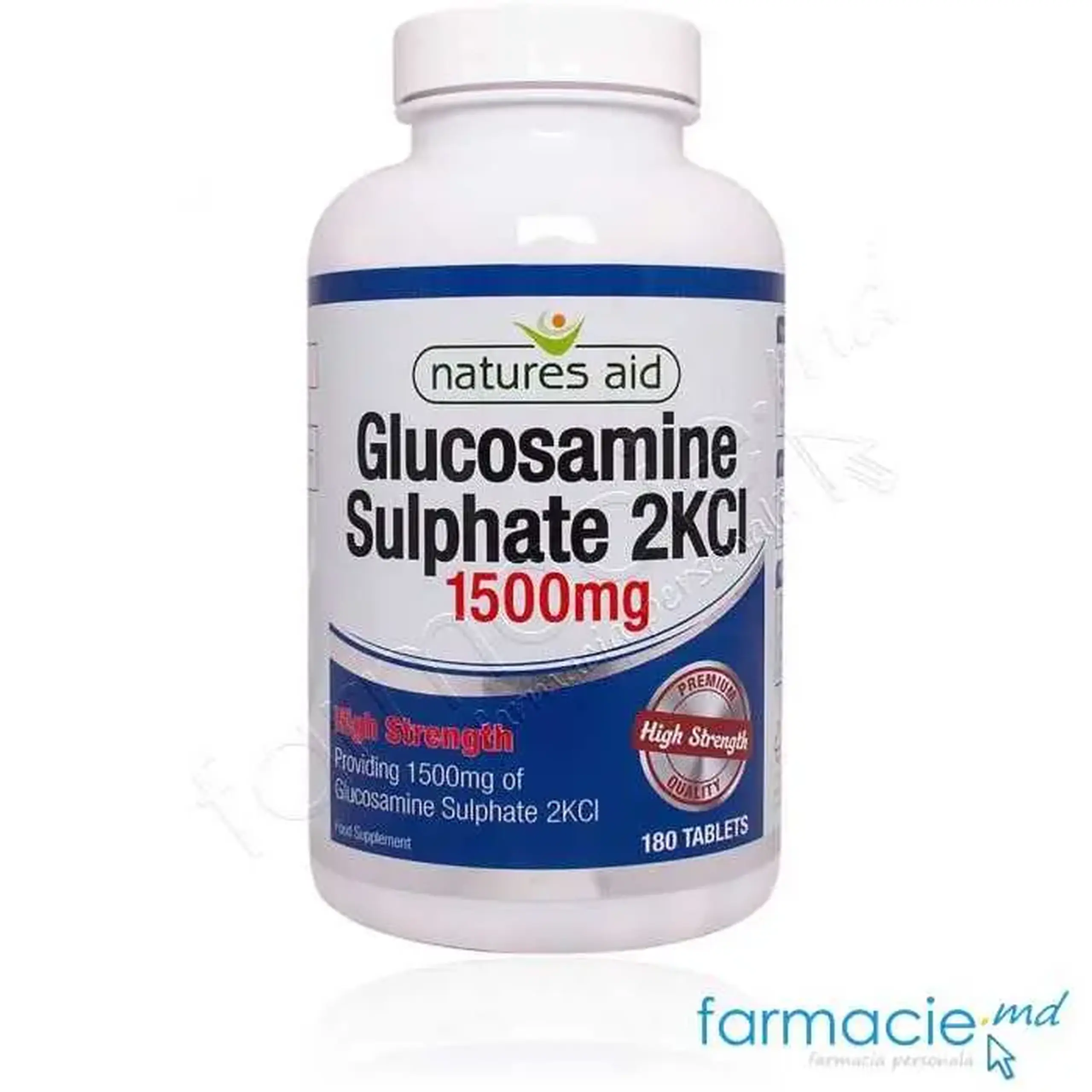 Glucozamina sulfat 2KCl 1500mg comp. N90 (fara sare) Natures Aid