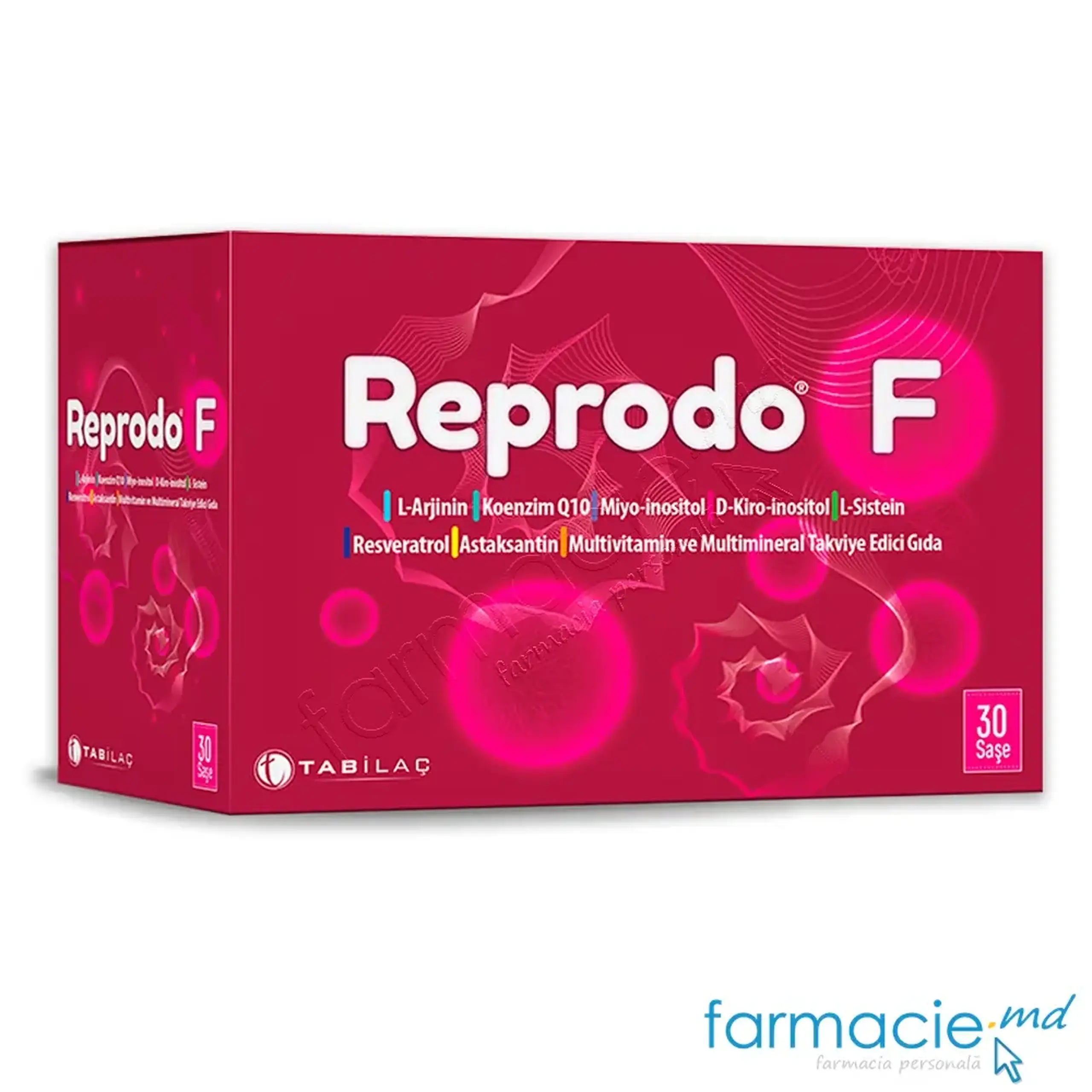 REPRODO F Myo/D-Kiro-Inositol+ L-Arginin+ Q10+VM plic. N30 Tab Ilac