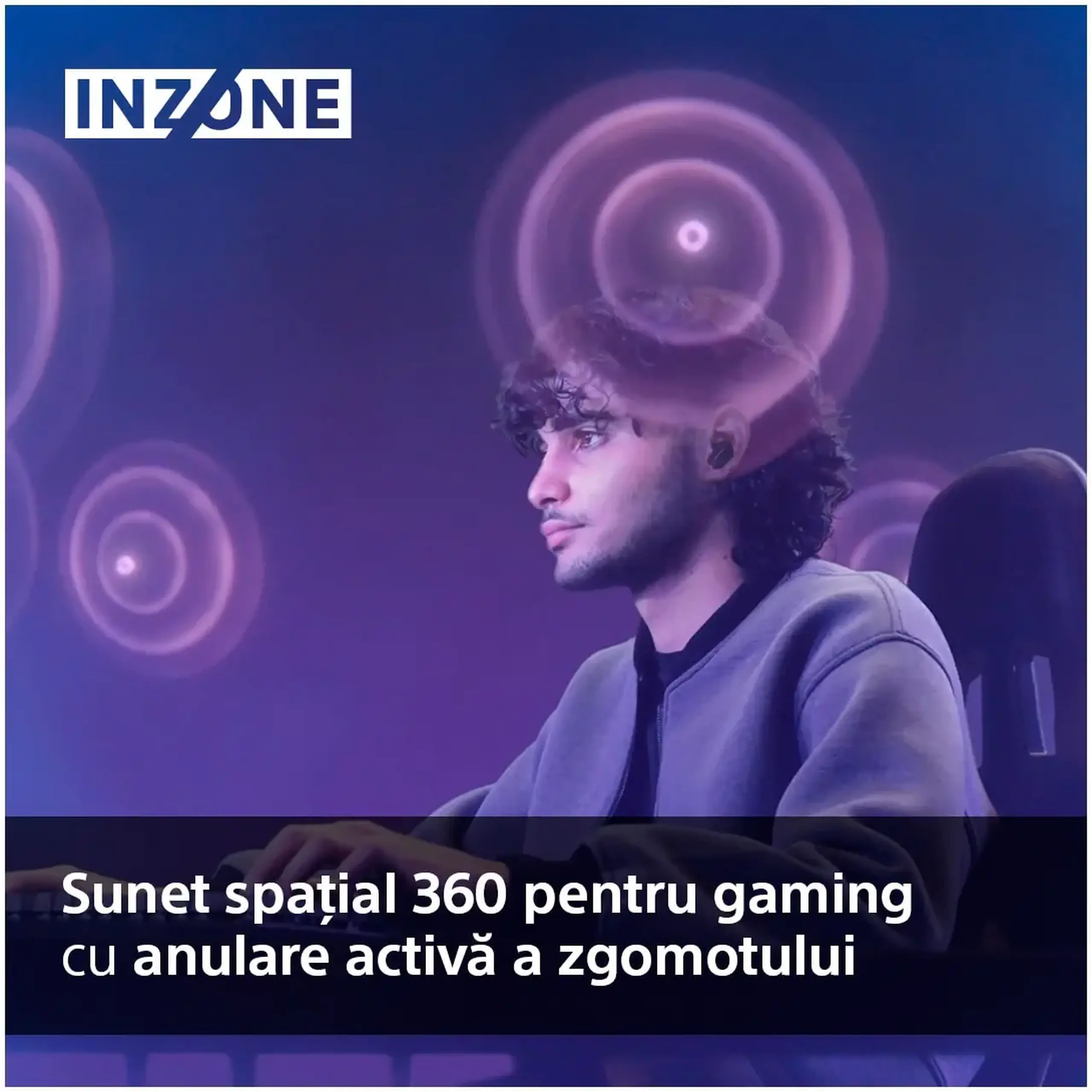 Casti Gaming True Wireless SONY INZONE WF-G700NB, Active Noise cancelling, Wireless, LE Audio, 360 Spatial sound, Autonomie baterie 24 ore, Microfon cu AI, pentru PC/PlayStation5, Negru