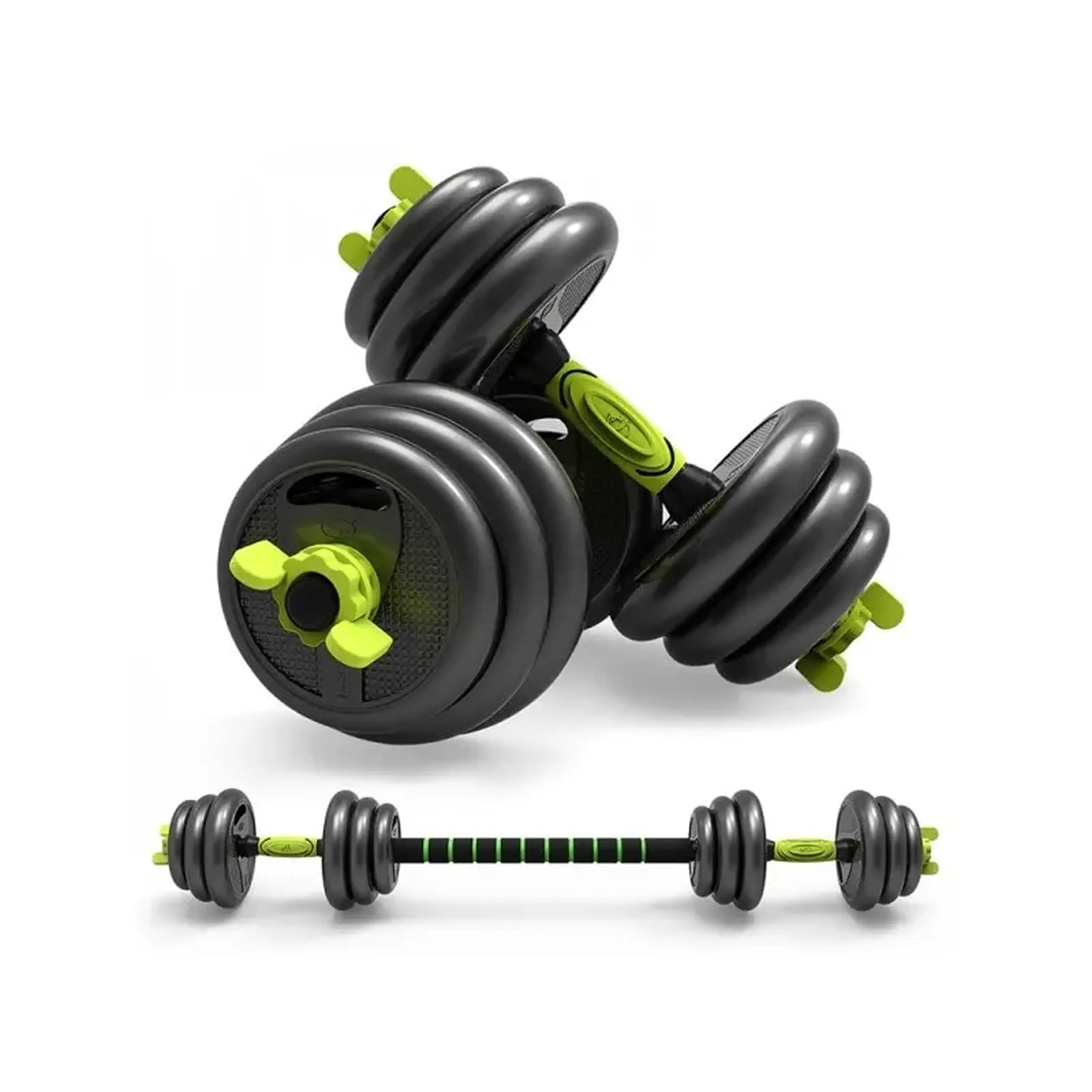 Set Gantere reglabile kettlebell FitTronic 5 in 1 de 20 kg ZK20, cu bara curbata Z, bara dreapta, roata de abdomen si o multitudine de combinatii posibile
