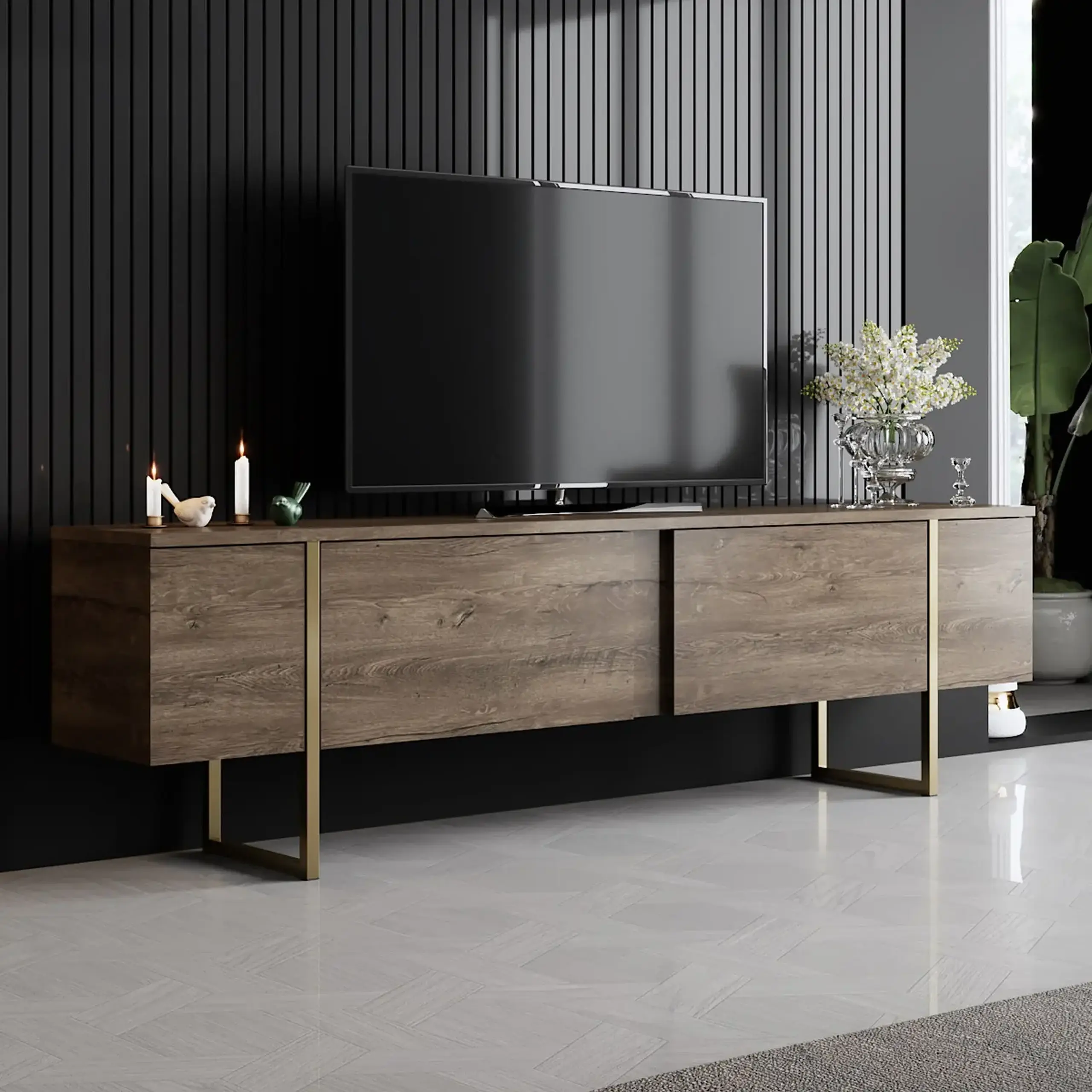 Suport TV, Luxe, NucAur, 180 x 50 x 30 cm