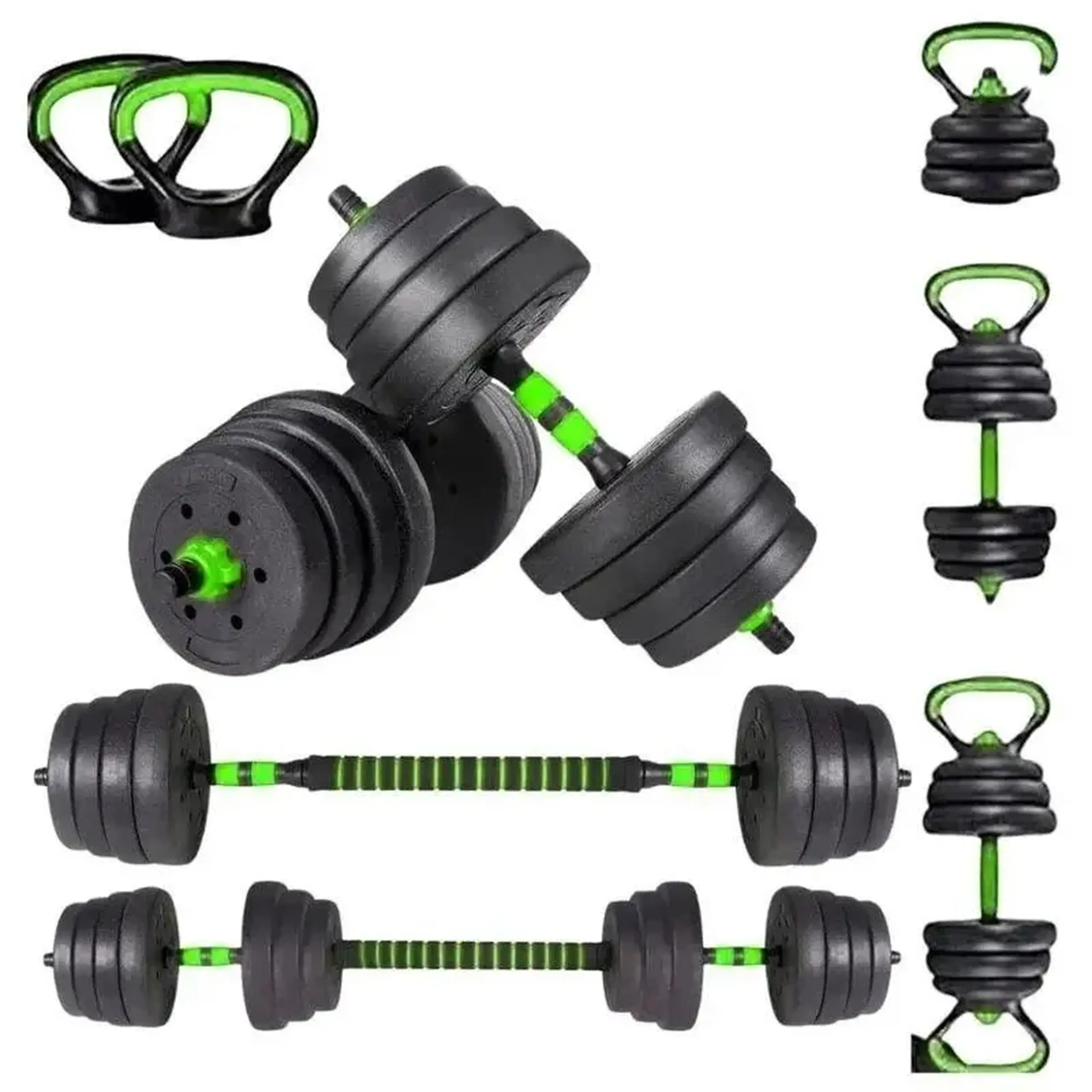 Set gantere reglabile kettlebell FitTronic 30 kg, 2x15 kg, prindere antiderapanta, negru
