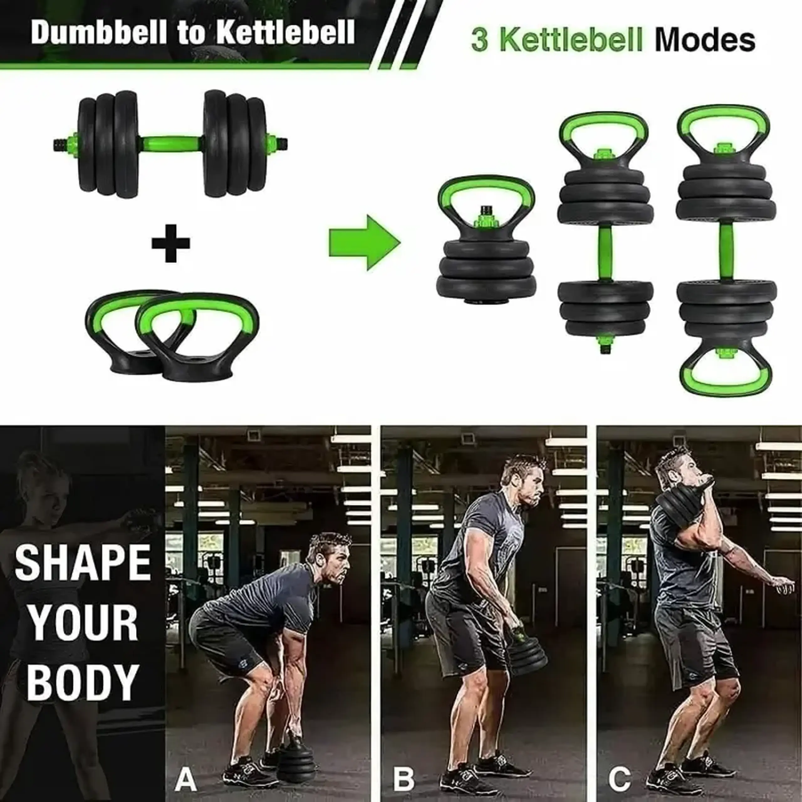 Set gantere reglabile kettlebell FitTronic 30 kg, 2x15 kg, prindere antiderapanta, negru
