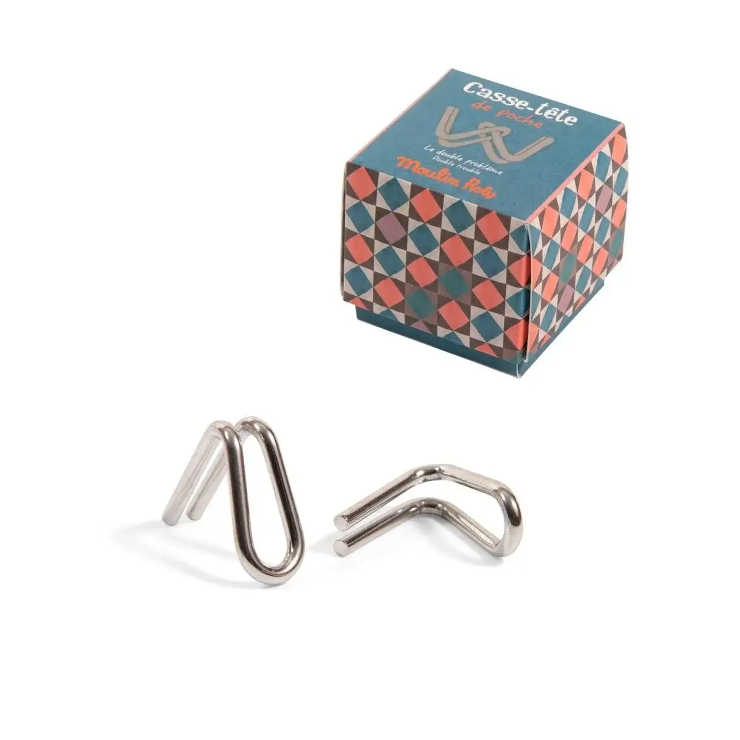 Puzzle logic metalic de buzunar, Les Petites Merveilles — Moulin Roty - Twin teasers pocket puzzle