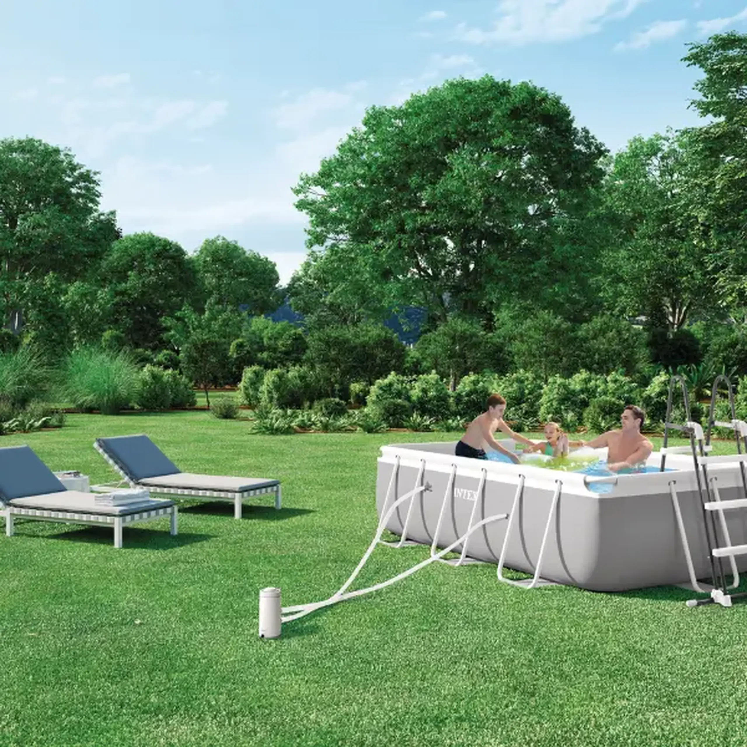INTEX Piscină PRISM FRAME RECTANGULAR 300x175x80cm, 3539L, cadru metalic, cu pompă de filtrare