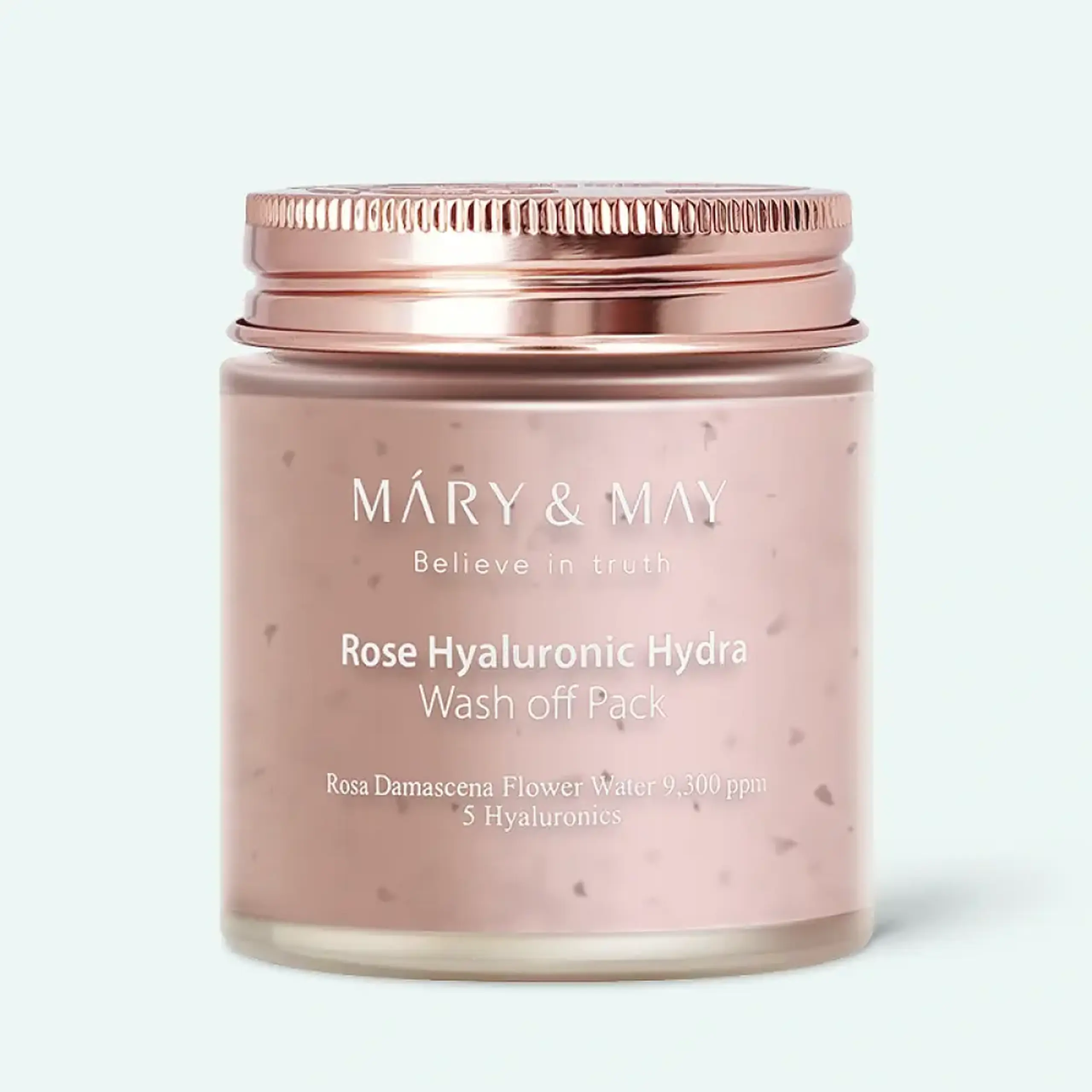 Mască de argilă cu trandafir și cinci tipuri de acid hialuronic Mary & May Rose Hyaluronic Hydra Wash Off Pack 125g