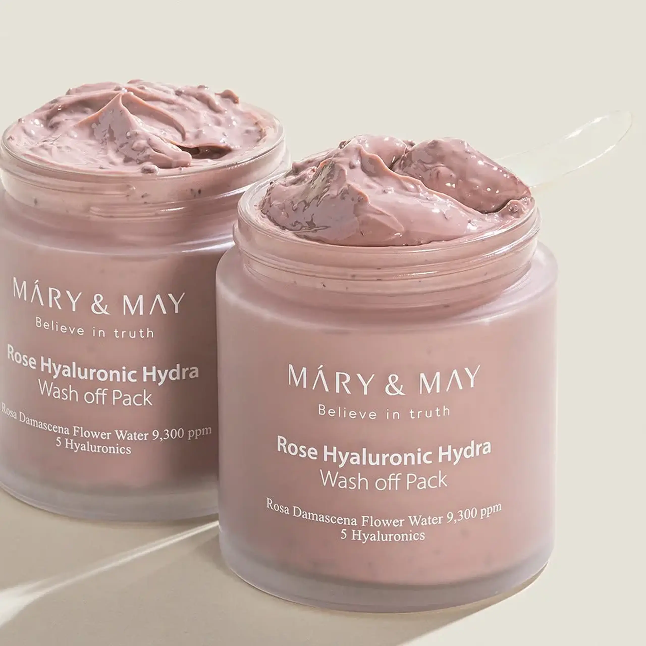 Mască de argilă cu trandafir și cinci tipuri de acid hialuronic Mary &amp; May Rose Hyaluronic Hydra Wash Off Pack 125g