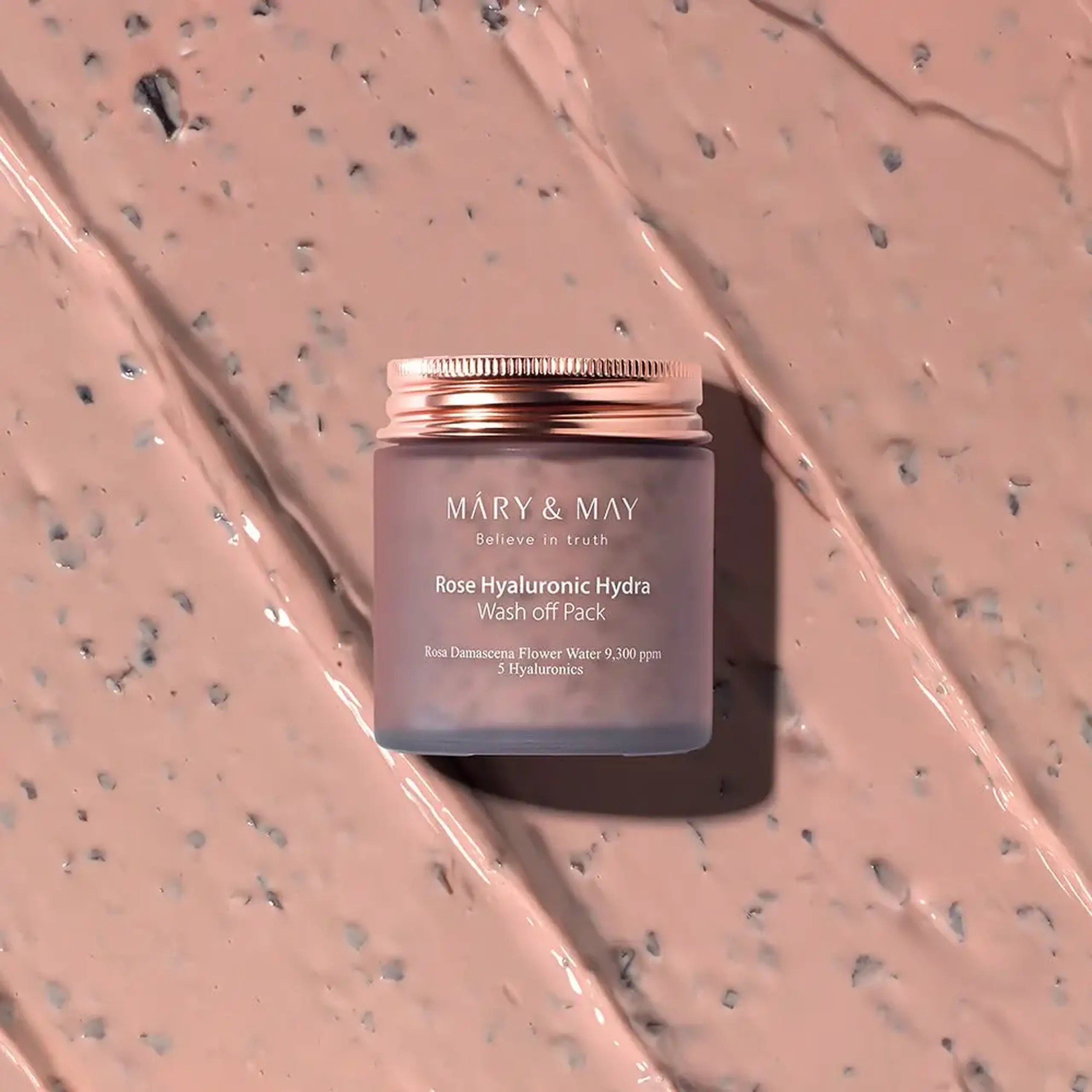 Mască de argilă cu trandafir și cinci tipuri de acid hialuronic Mary &amp; May Rose Hyaluronic Hydra Wash Off Pack 125g