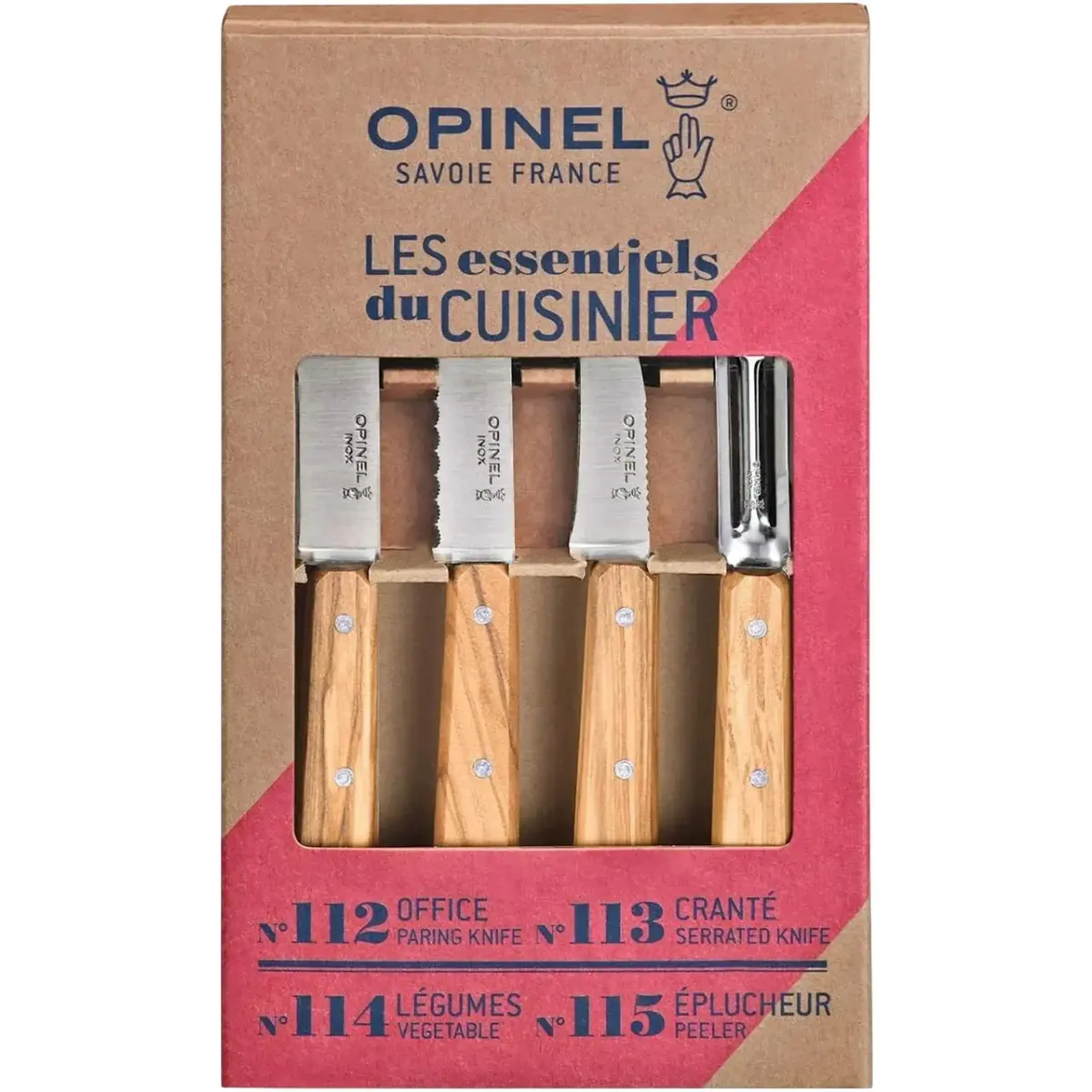 Set cuțite de bucătărie Opinel Box The Essentials Olivewood