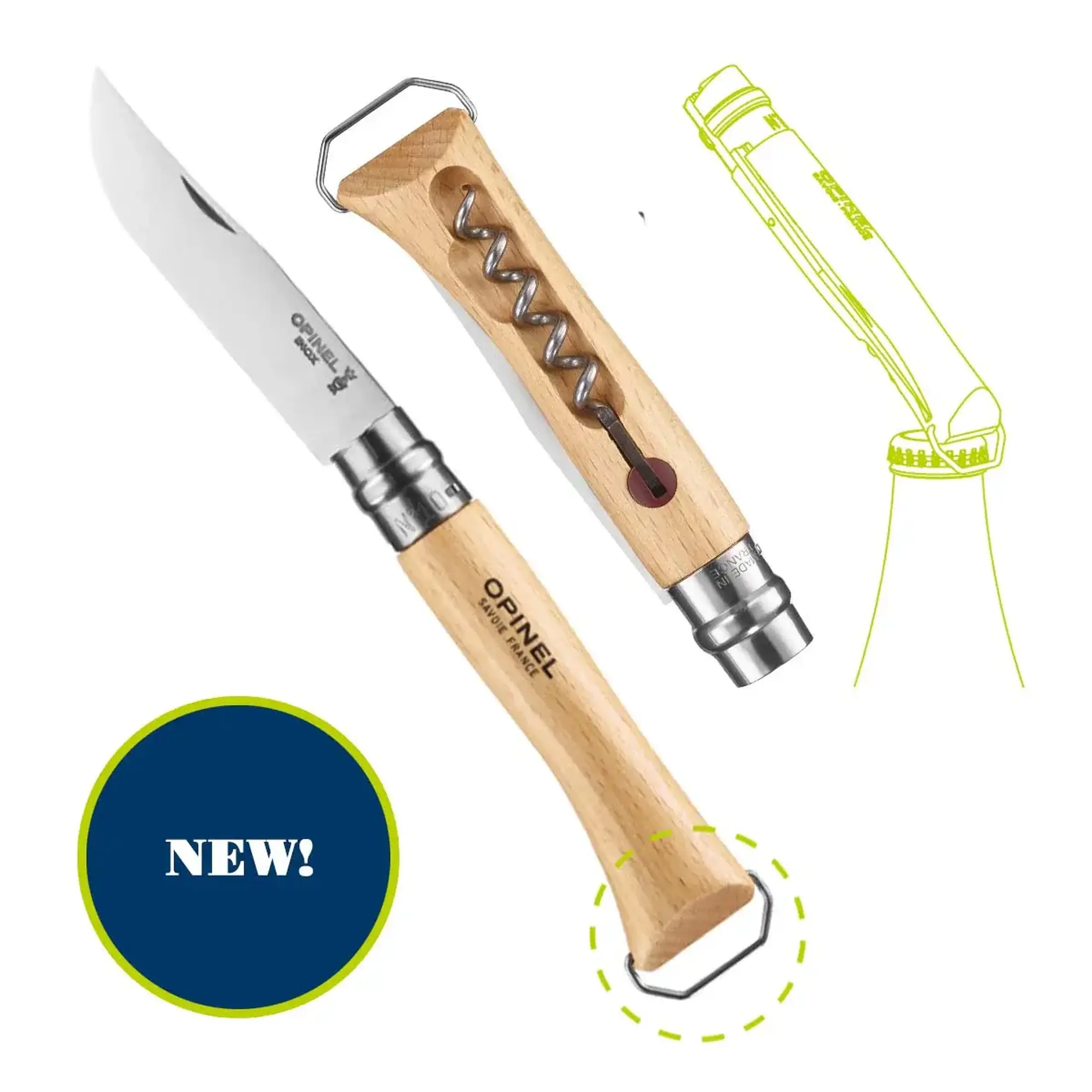 Cuțit Opinel Stainless Steel Corkscrew Bottle Opener Nr.10