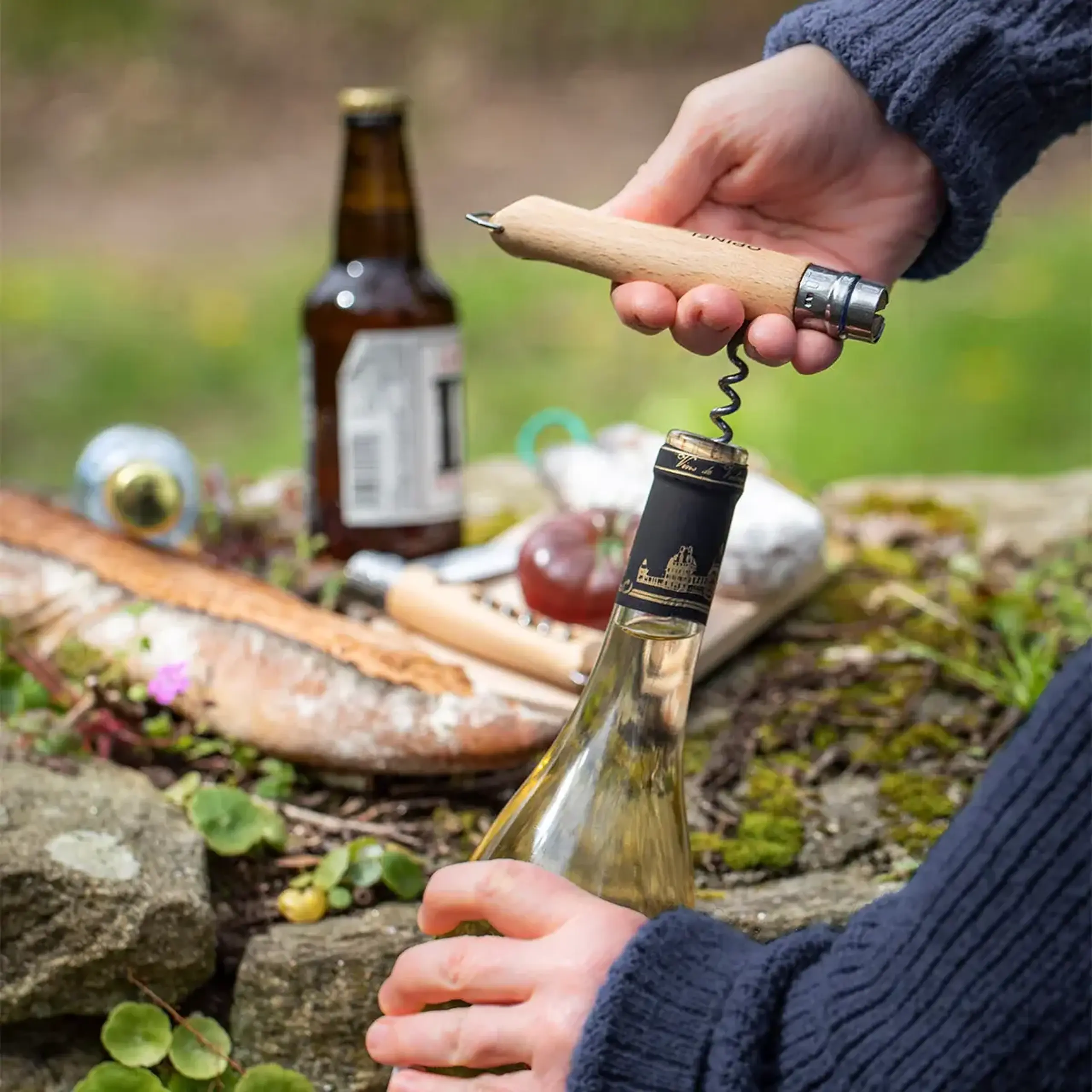 Cuțit Opinel Stainless Steel Corkscrew Bottle Opener Nr.10
